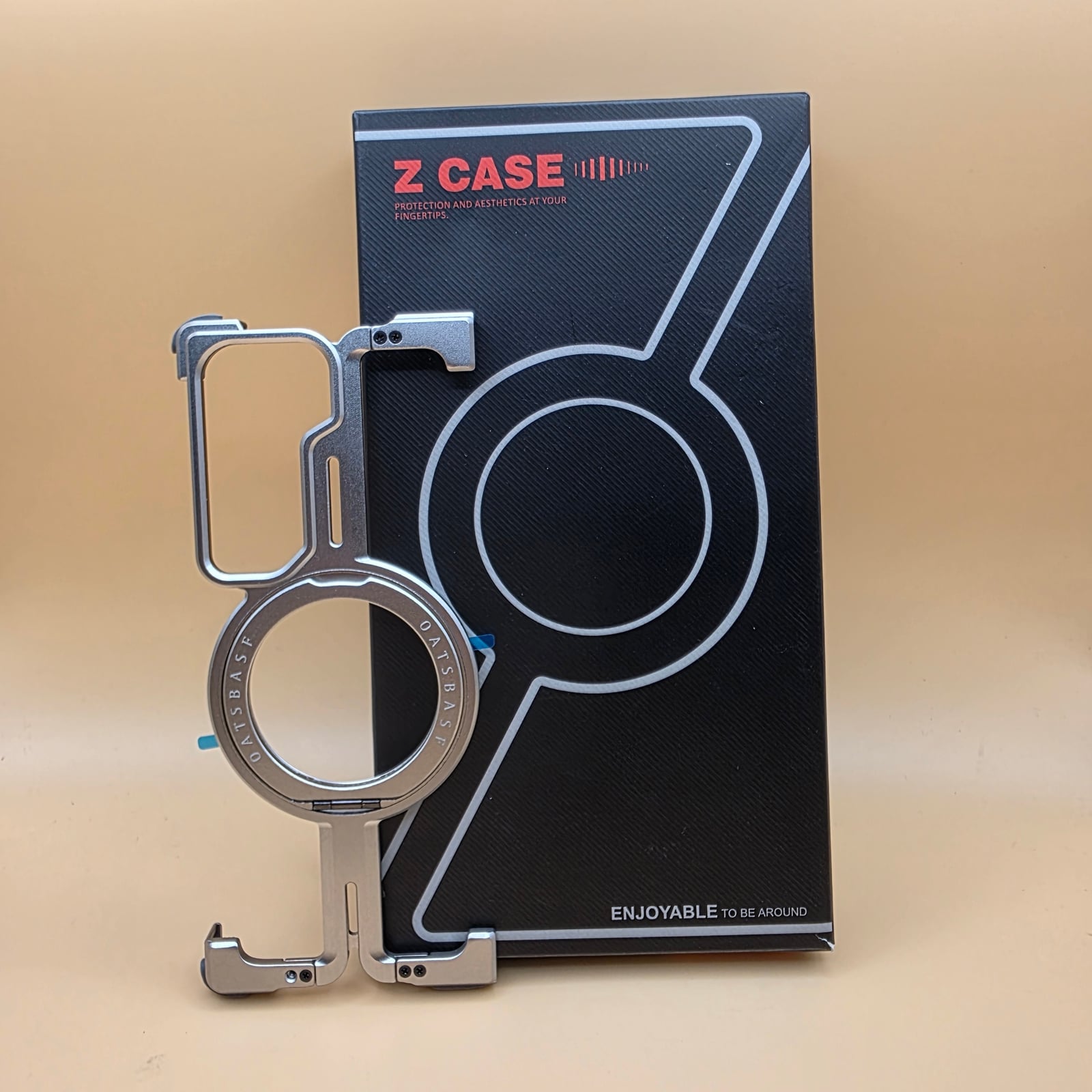 OATSBASF Samsung Galaxy Z Fold 6 Case Z Metal Bumper 360° Kickstand - Natural
