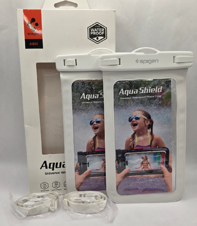 Spigen Waterproof Floating Phone Case Up to 8.2" & Strap 2 PACK - White ACS06013