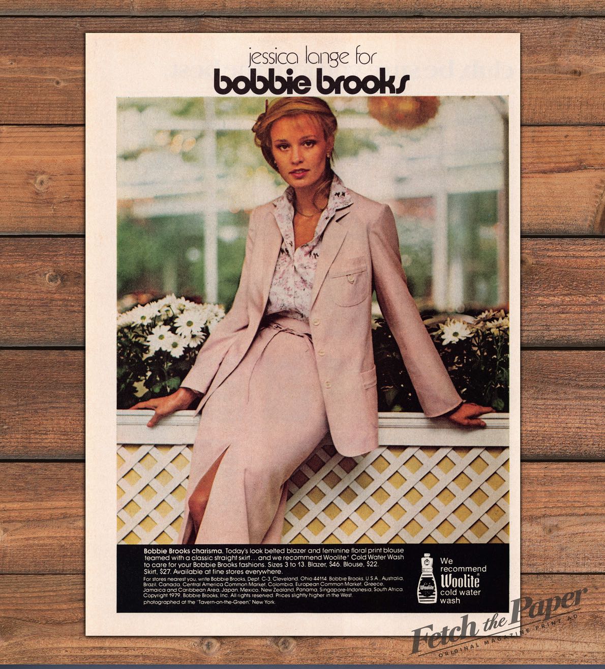 Jessica Lange For Bobbie Brooks Pink Suit Floral Blouse Print Ad 1979 1970s