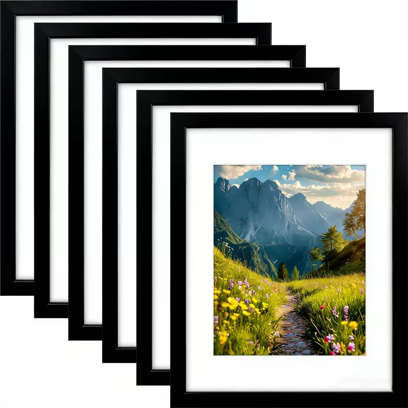 6 Pack Picture Frames Set Engineered Wood Gallery Wall Frame Set with Plexiglass
