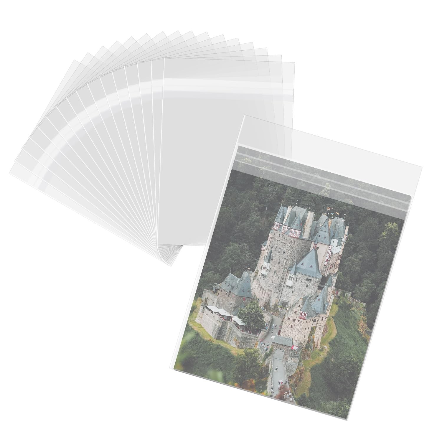 100 Pack Crystal Clear Protective Polypropylene Storage Bags with Flap
