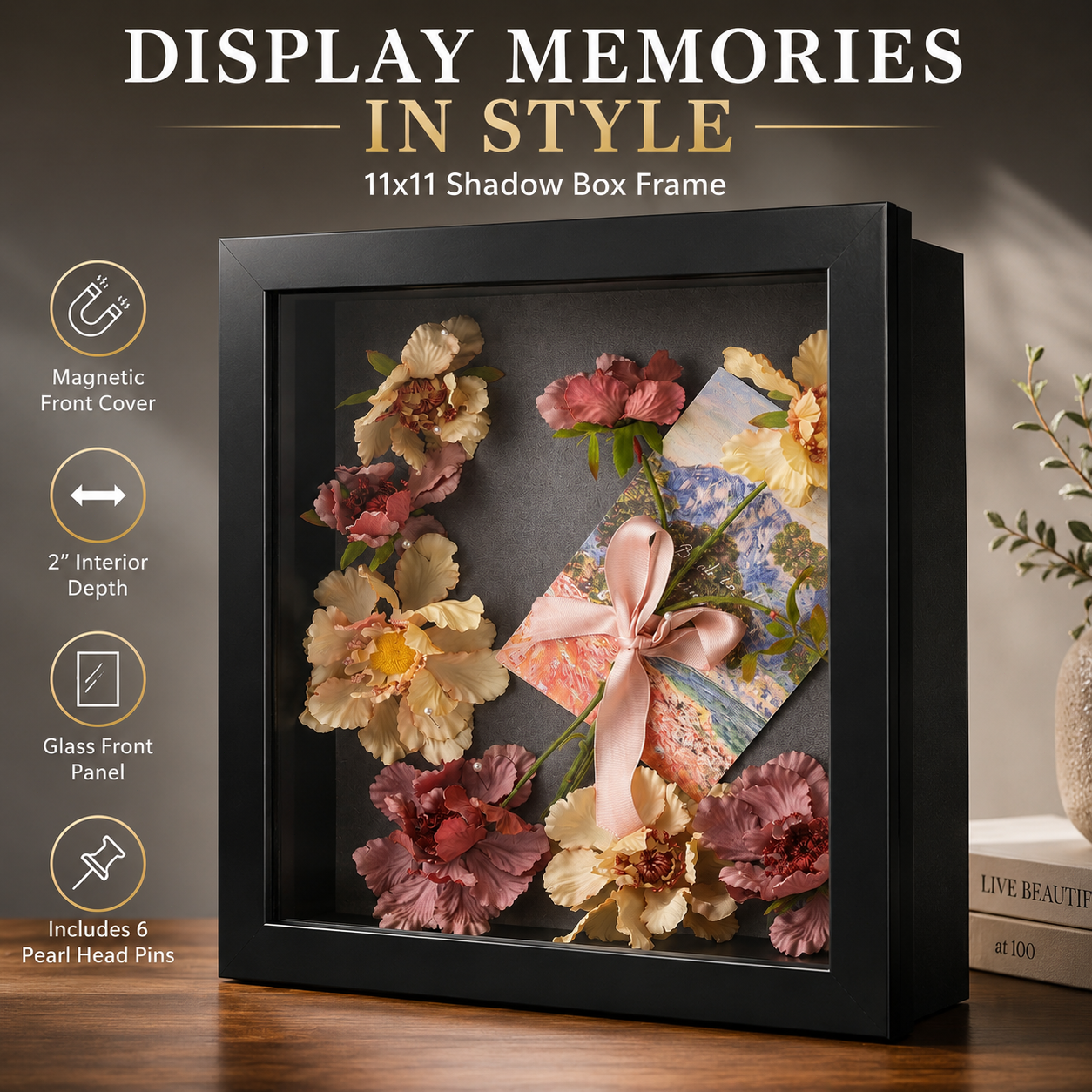 11×11 Shadow Box Frame Display Case 2-inch for Collages Mementos Collections