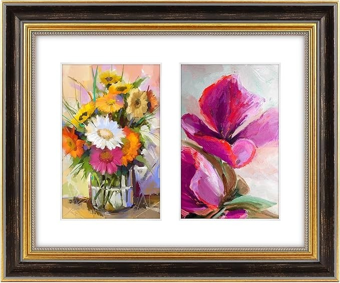 8x10 Ornate Double Picture Frame for Two 4x6 Photos with Easel Stand