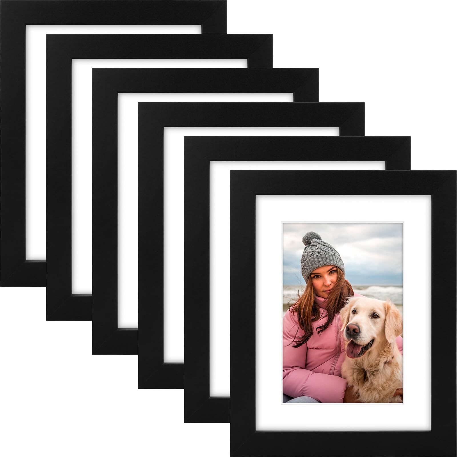 6 Pack 6×8/8×10/9×12/11×14/16×20 Picture Frames Set Engineered Wood Plexiglass