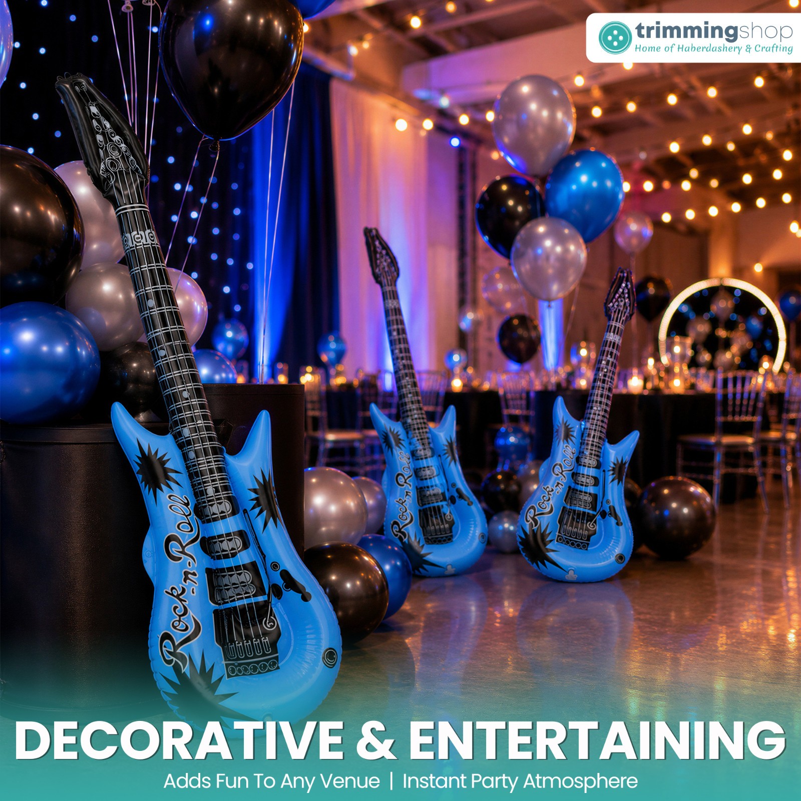 Aufblasbare Luftgitarre Blow Up Rockstar Kostüm Party Requisite Disco Spielzeug 90 cm UK