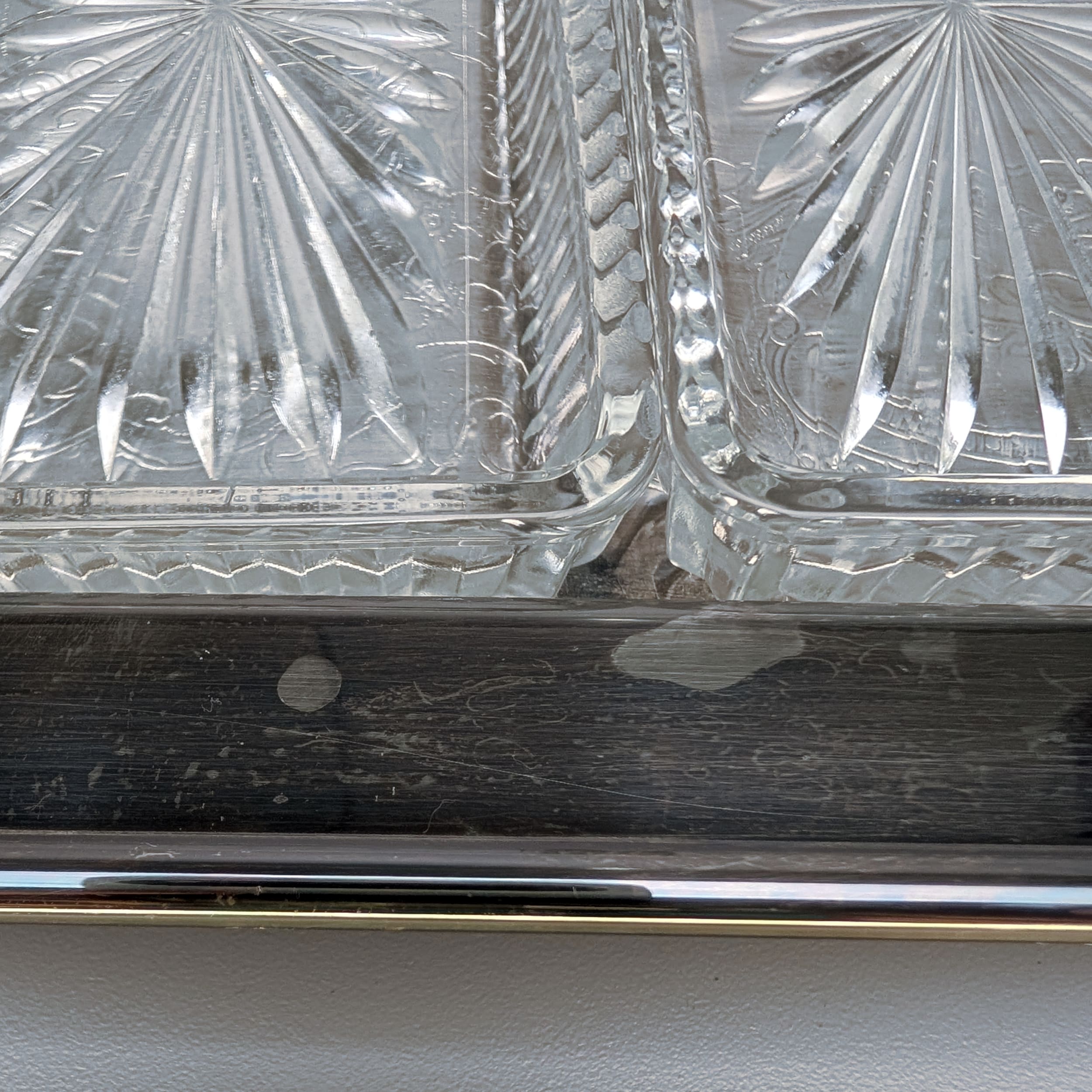 Sheffield Silver Plated Relish Tray with Forks+3 Glass Dishes NOS HTF NEW IN BOX - Picture 6 of 14
