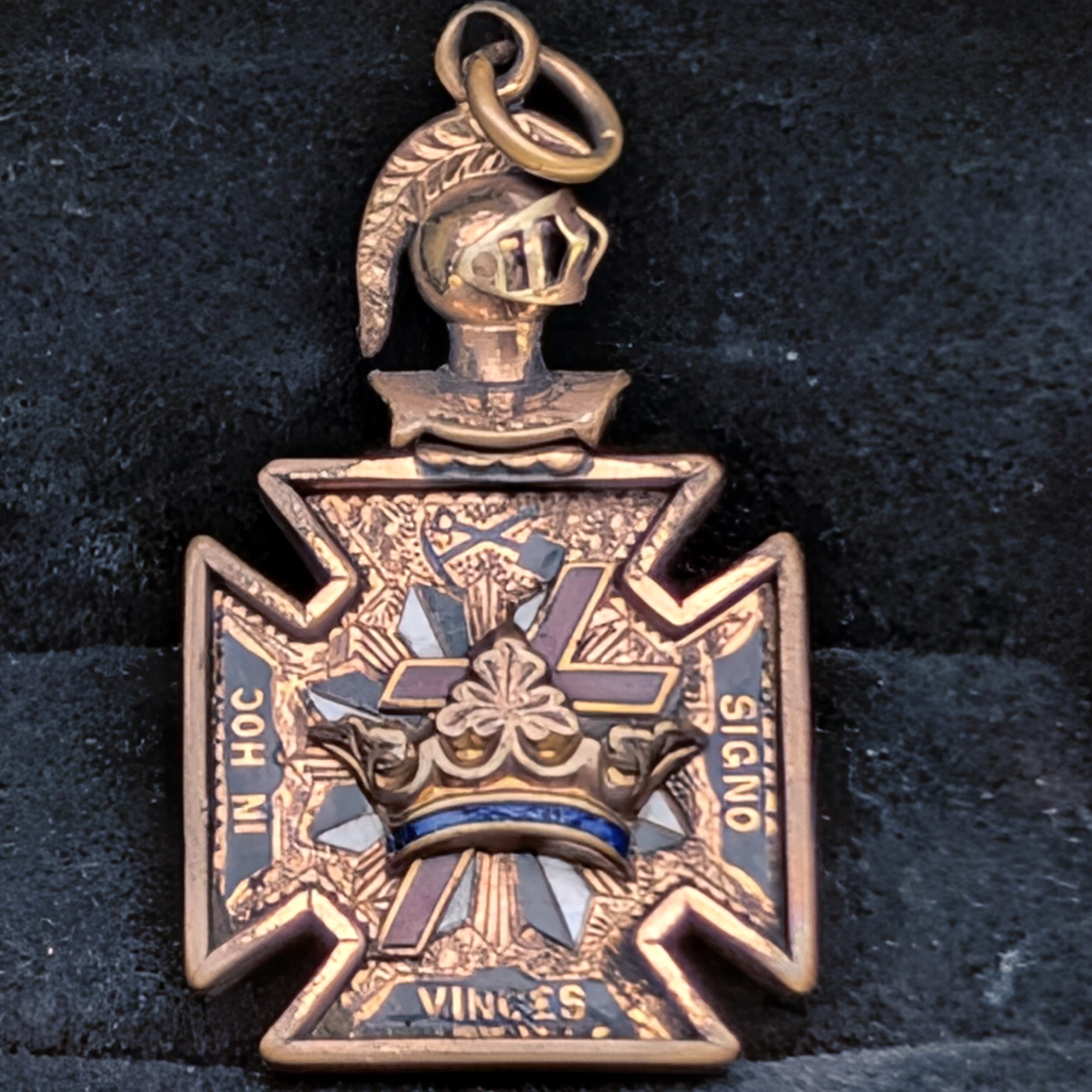 Knights Templar Masonic Articulated Head And Visor Watch Fob Pendant Antique - Picture 9 of 9