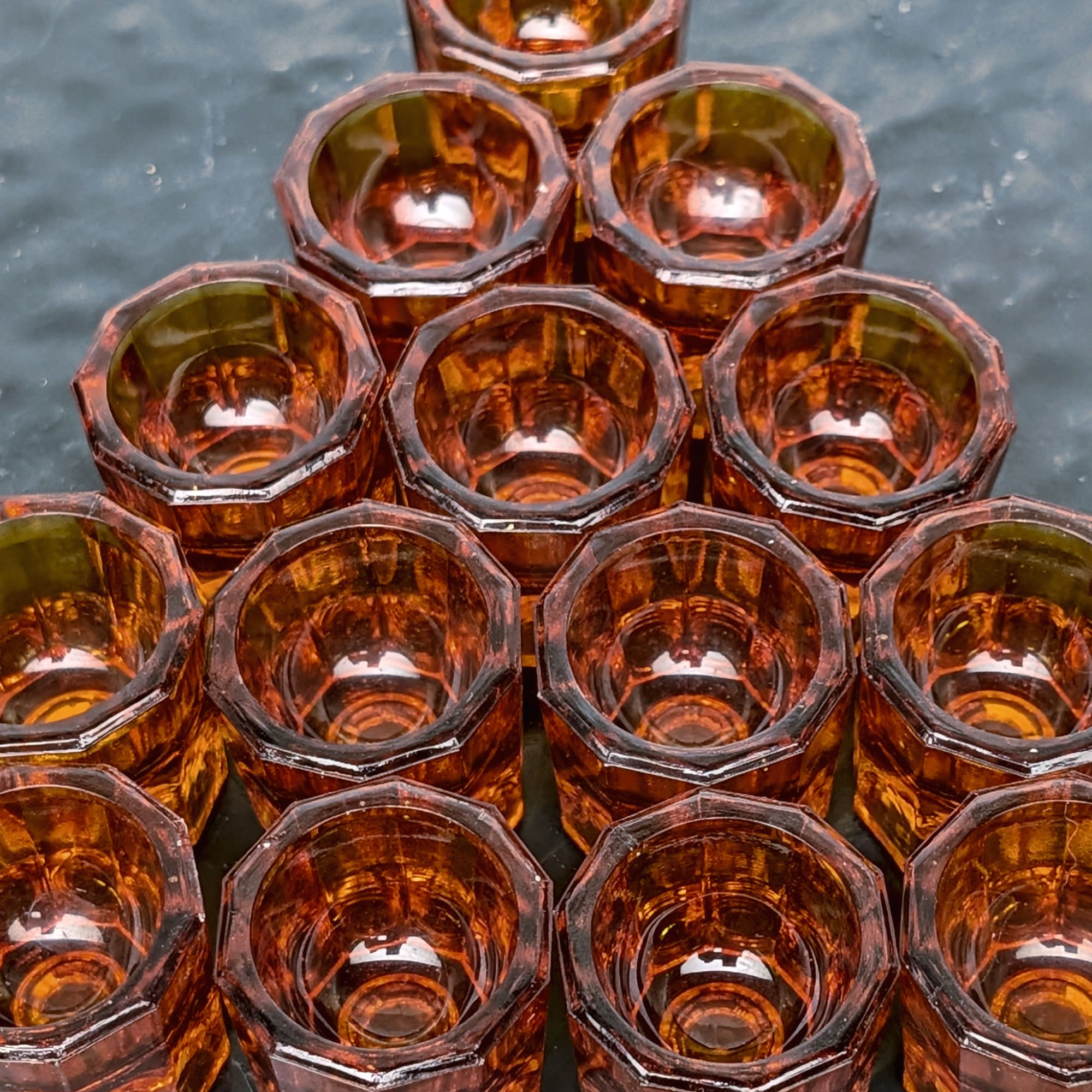 Houze Glass Dappen Dishes 14 Amber Vintage Octagon Dental Nail Art Cups - Picture 3 of 10