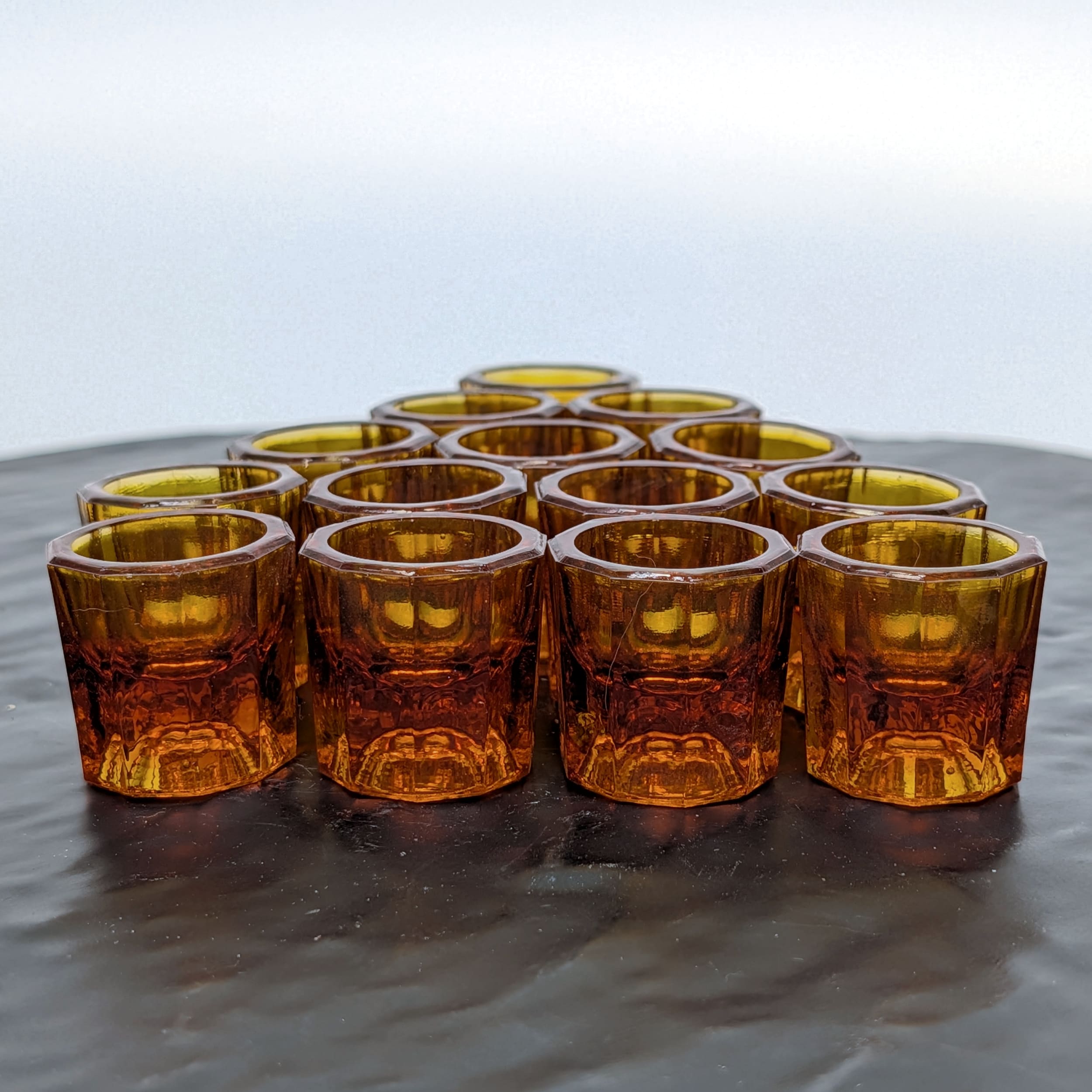 Houze Glass Dappen Dishes 14 Amber Vintage Octagon Dental Nail Art Cups - Picture 5 of 10