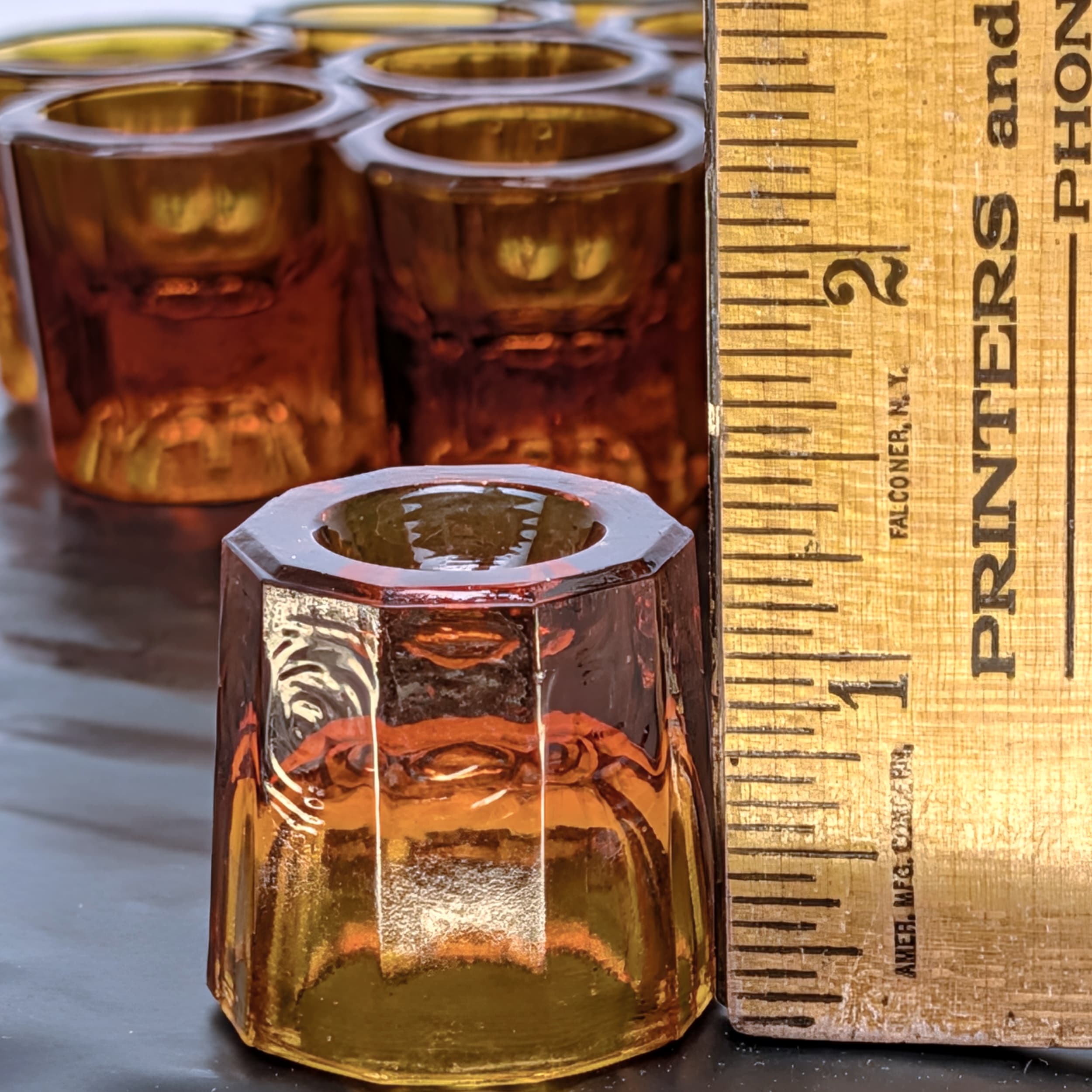Houze Glass Dappen Dishes 14 Amber Vintage Octagon Dental Nail Art Cups - Picture 10 of 10