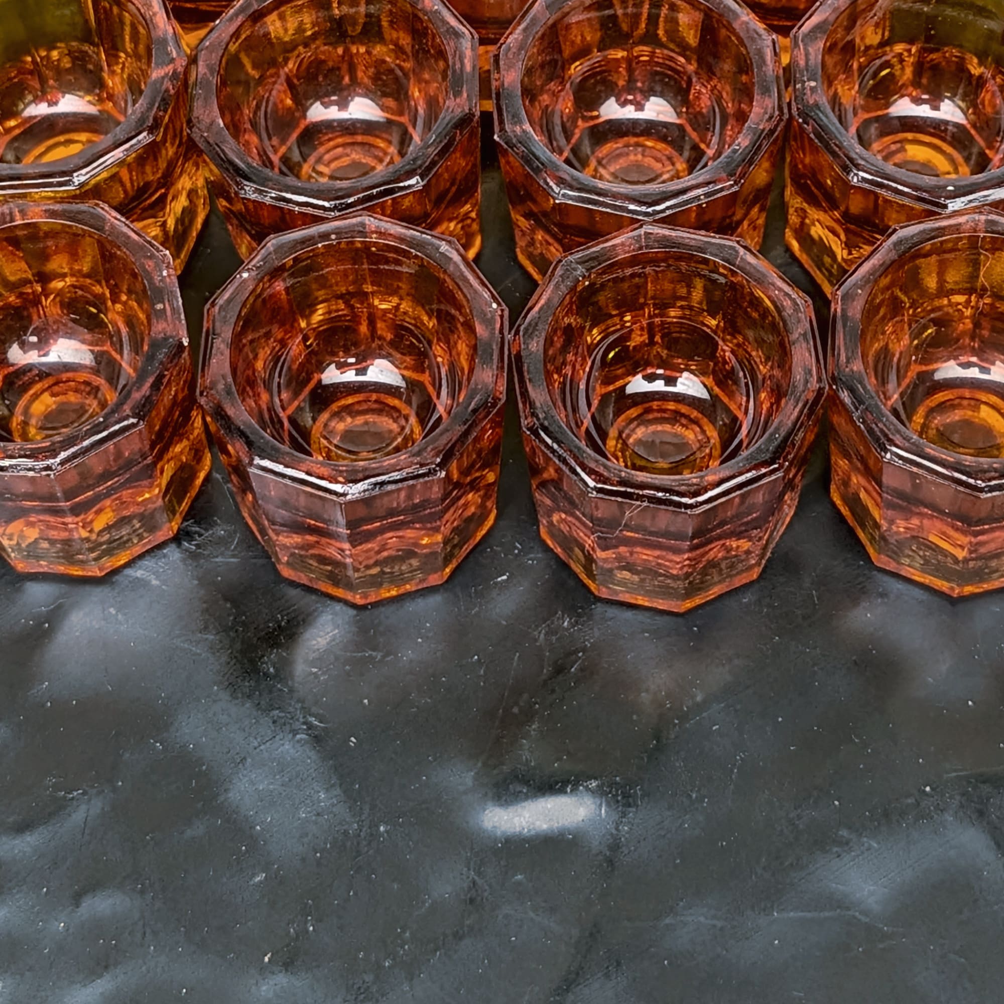 Houze Glass Dappen Dishes 14 Amber Vintage Octagon Dental Nail Art Cups - Picture 4 of 10