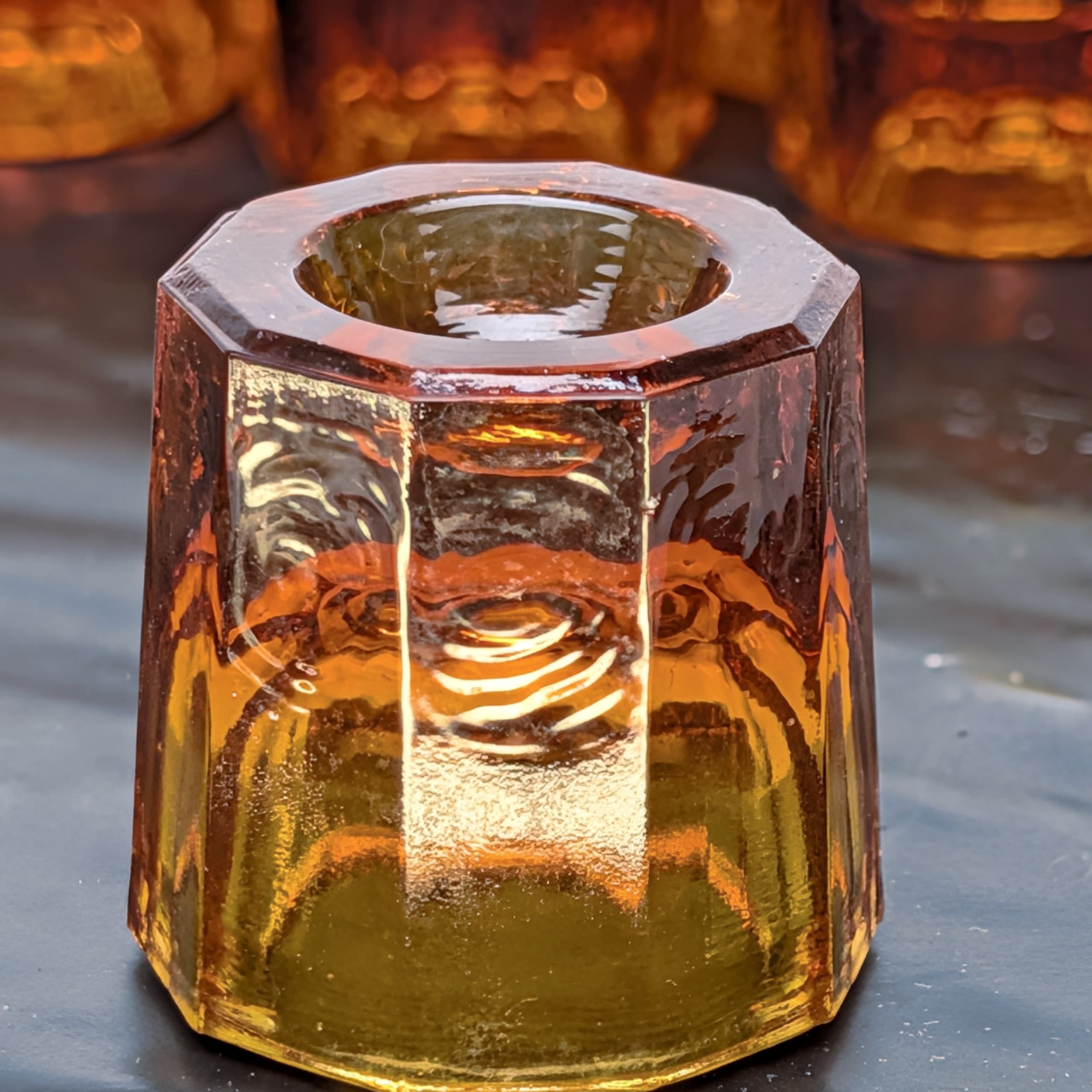 Houze Glass Dappen Dishes 14 Amber Vintage Octagon Dental Nail Art Cups - Picture 8 of 10