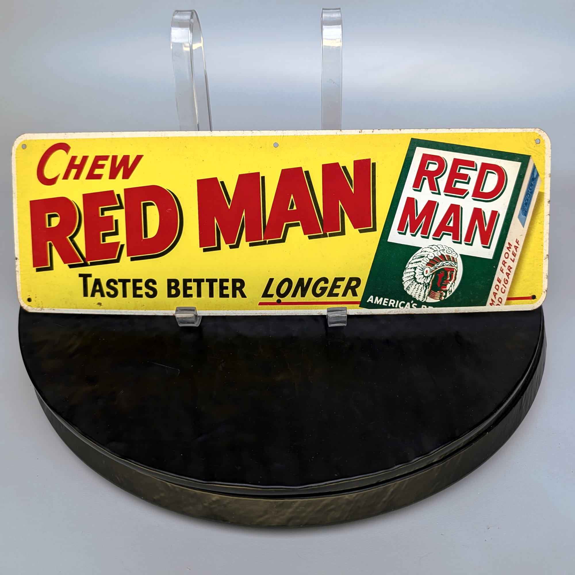 Red Man Chewing Tobacco 15" Tin Sign Vintage 1950s Gas Station Advertising