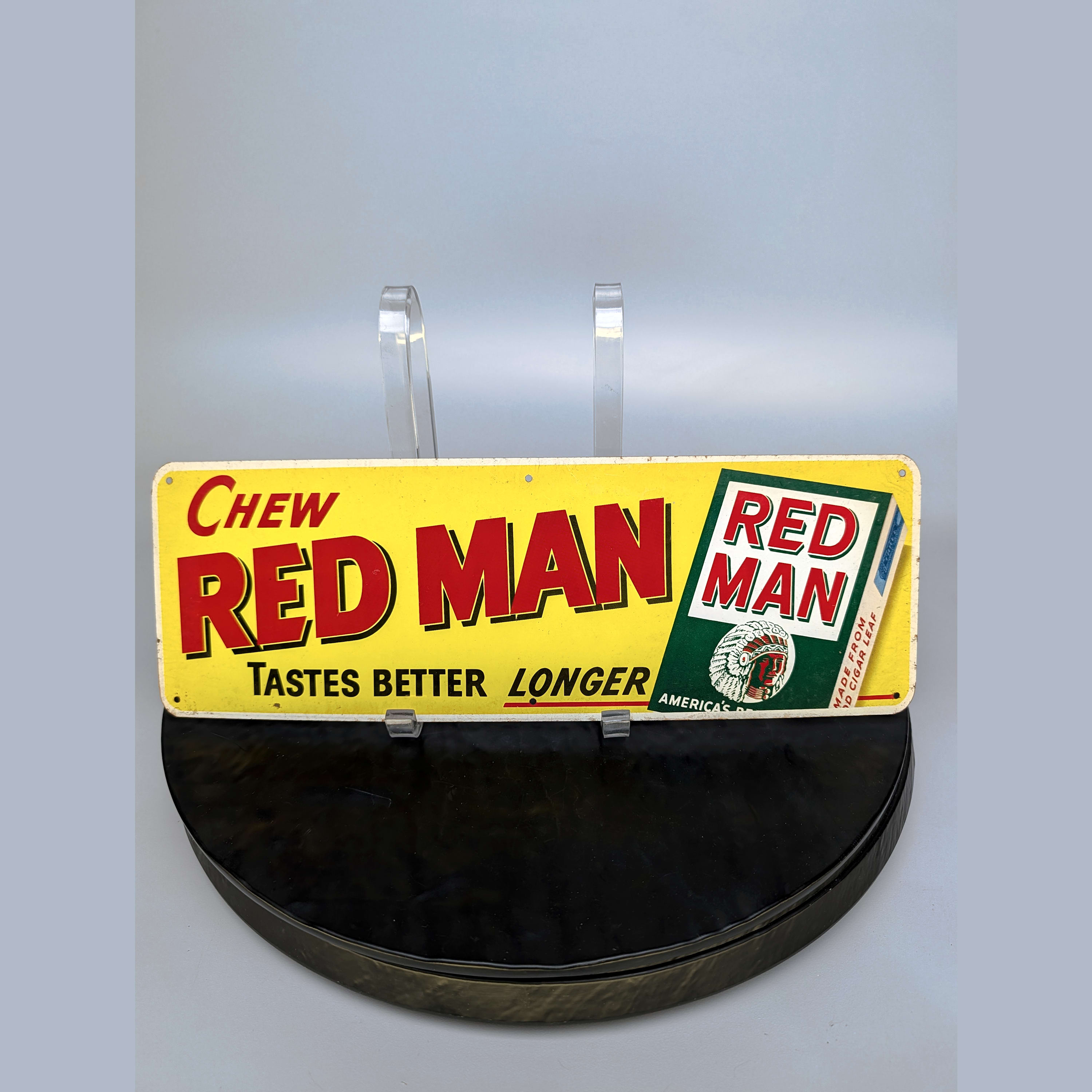 Red Man Chewing Tobacco 15" Tin Sign Vintage 1950s Gas Station Advertising