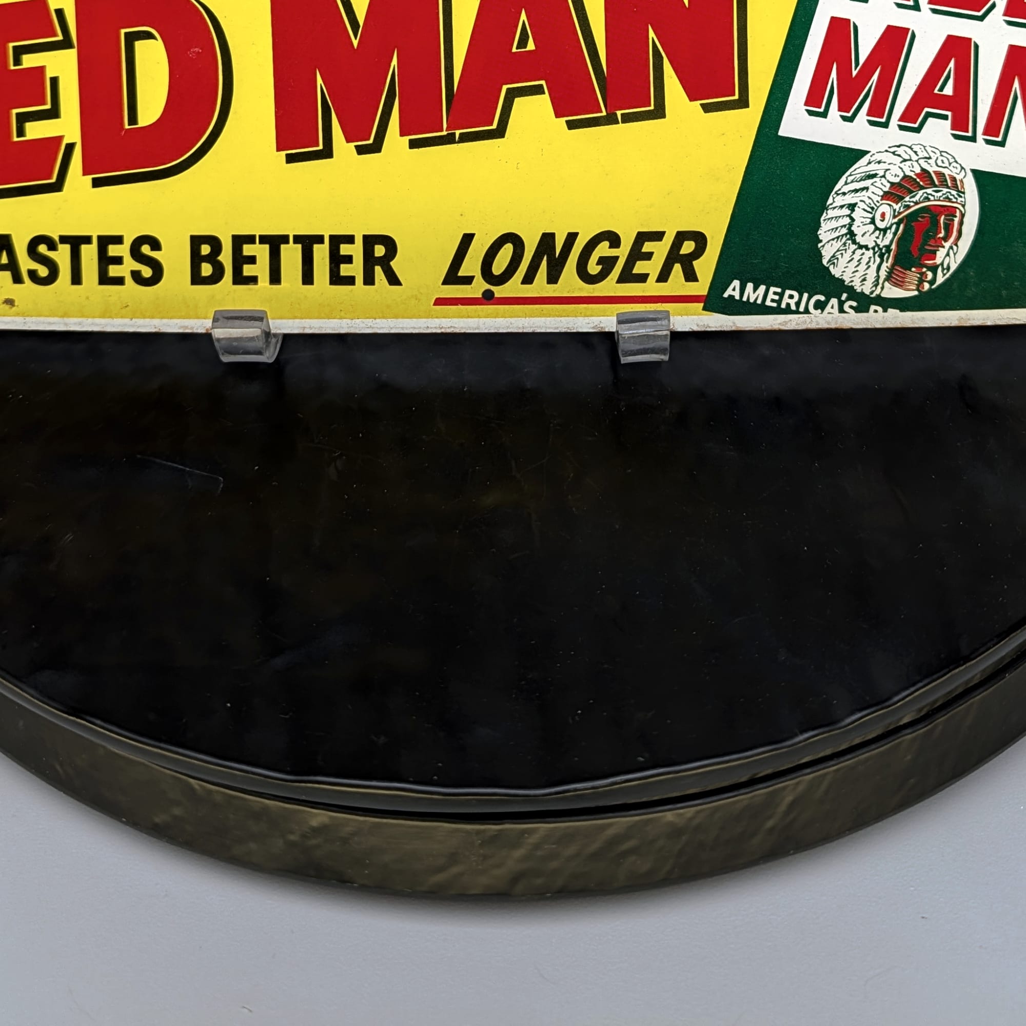 Red Man Chewing Tobacco 15" Tin Sign Vintage 1950s Gas Station Advertising