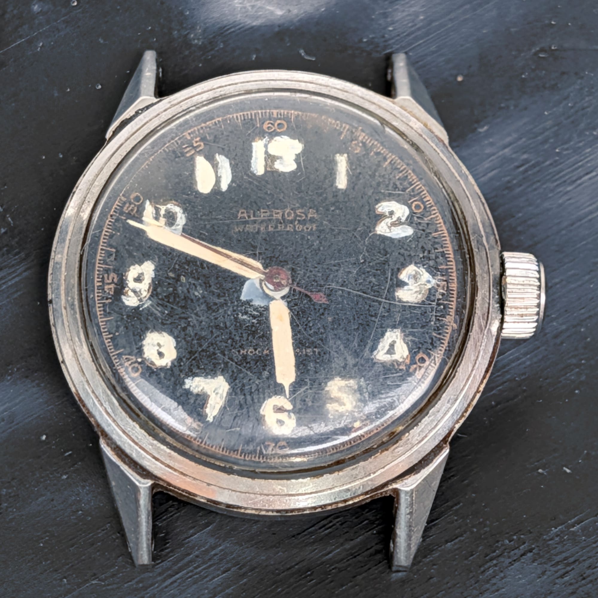 Enicar Alprosa 1940s Military Style BLACK DIAL Watch Needs Work Movement Runs