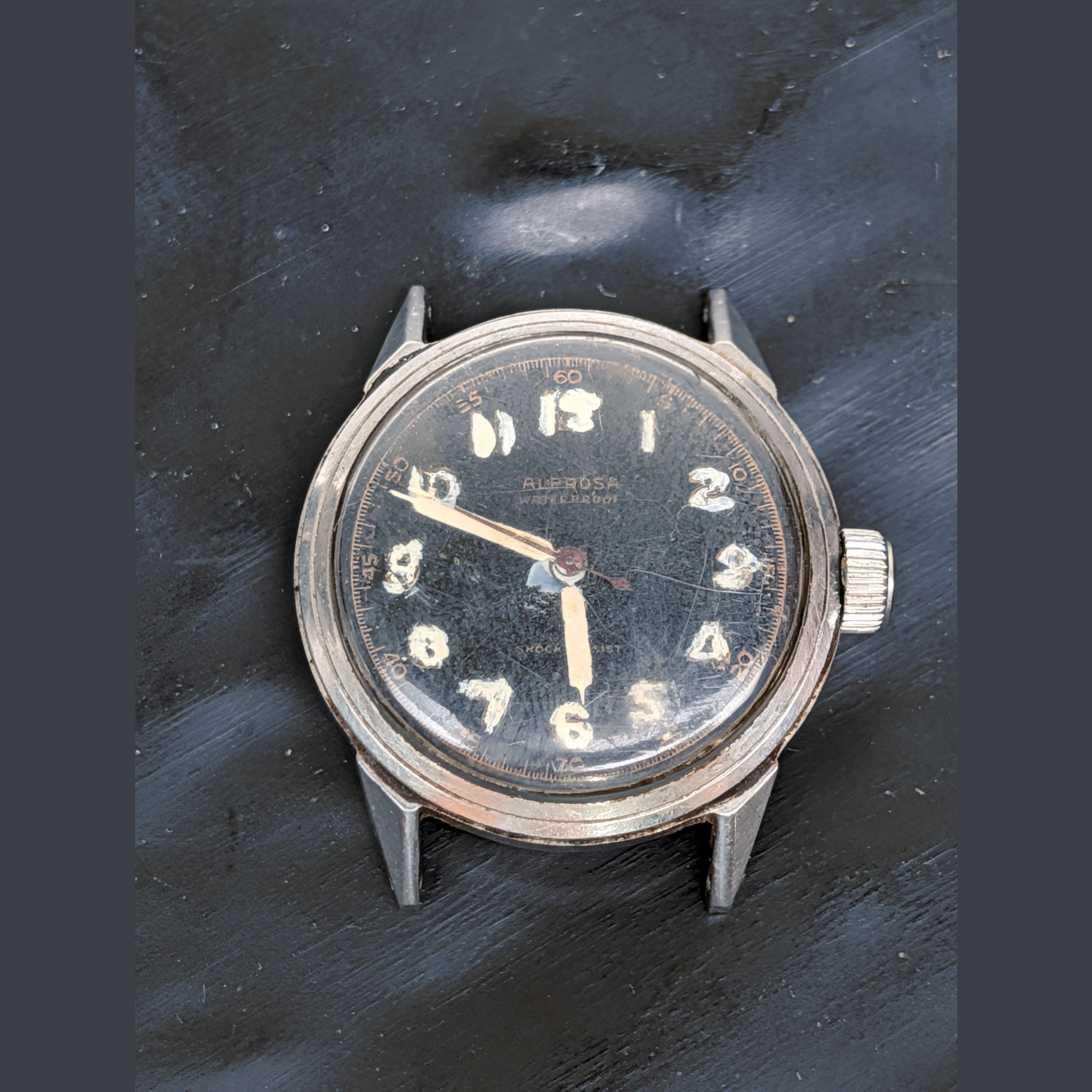 Enicar Alprosa 1940s Military Style BLACK DIAL Watch Needs Work Movement Runs