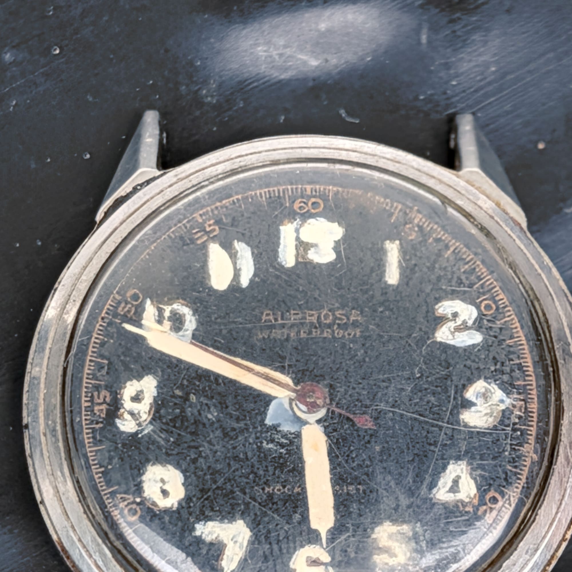 Enicar Alprosa 1940s Military Style BLACK DIAL Watch Needs Work Movement Runs