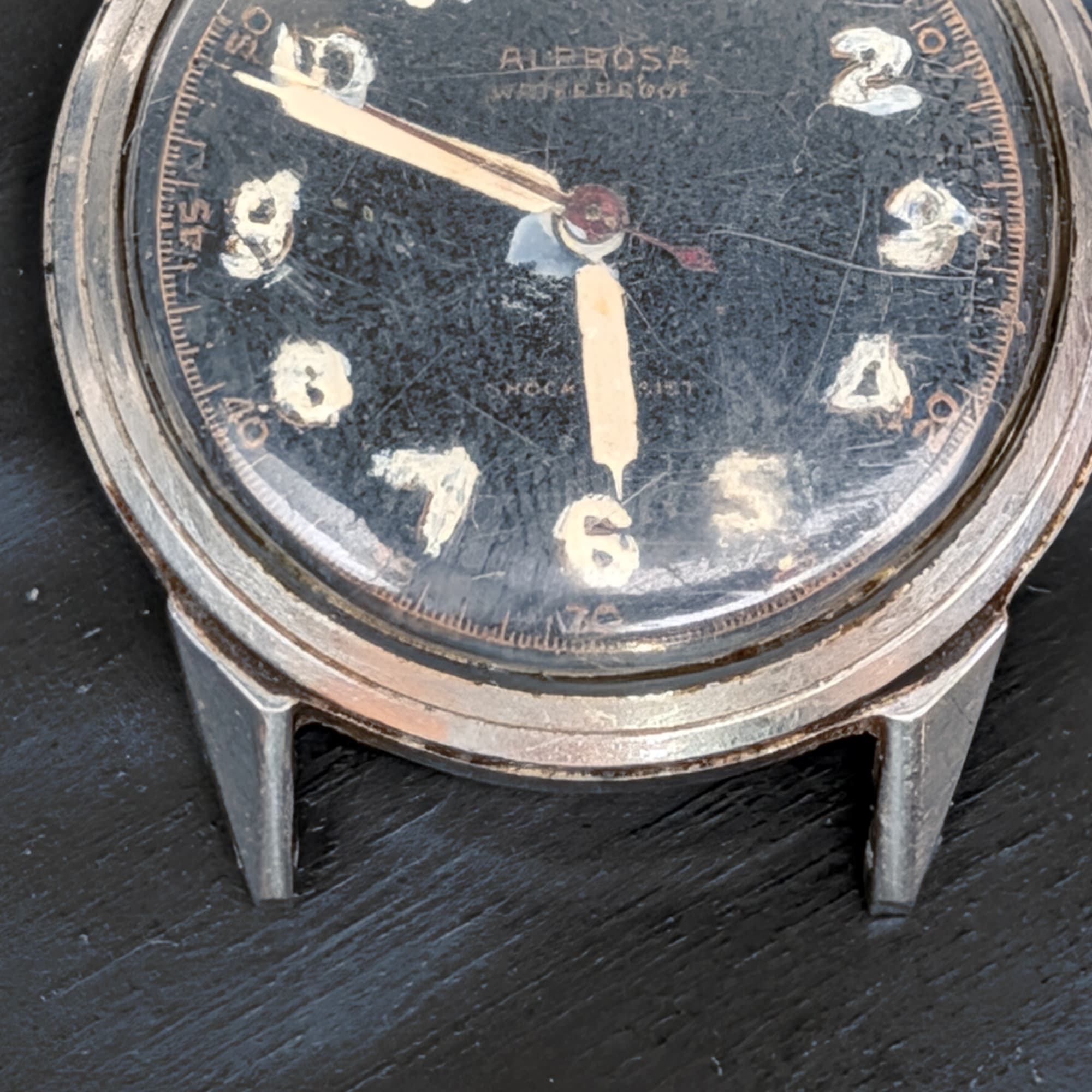 Enicar Alprosa 1940s Military Style BLACK DIAL Watch Needs Work Movement Runs