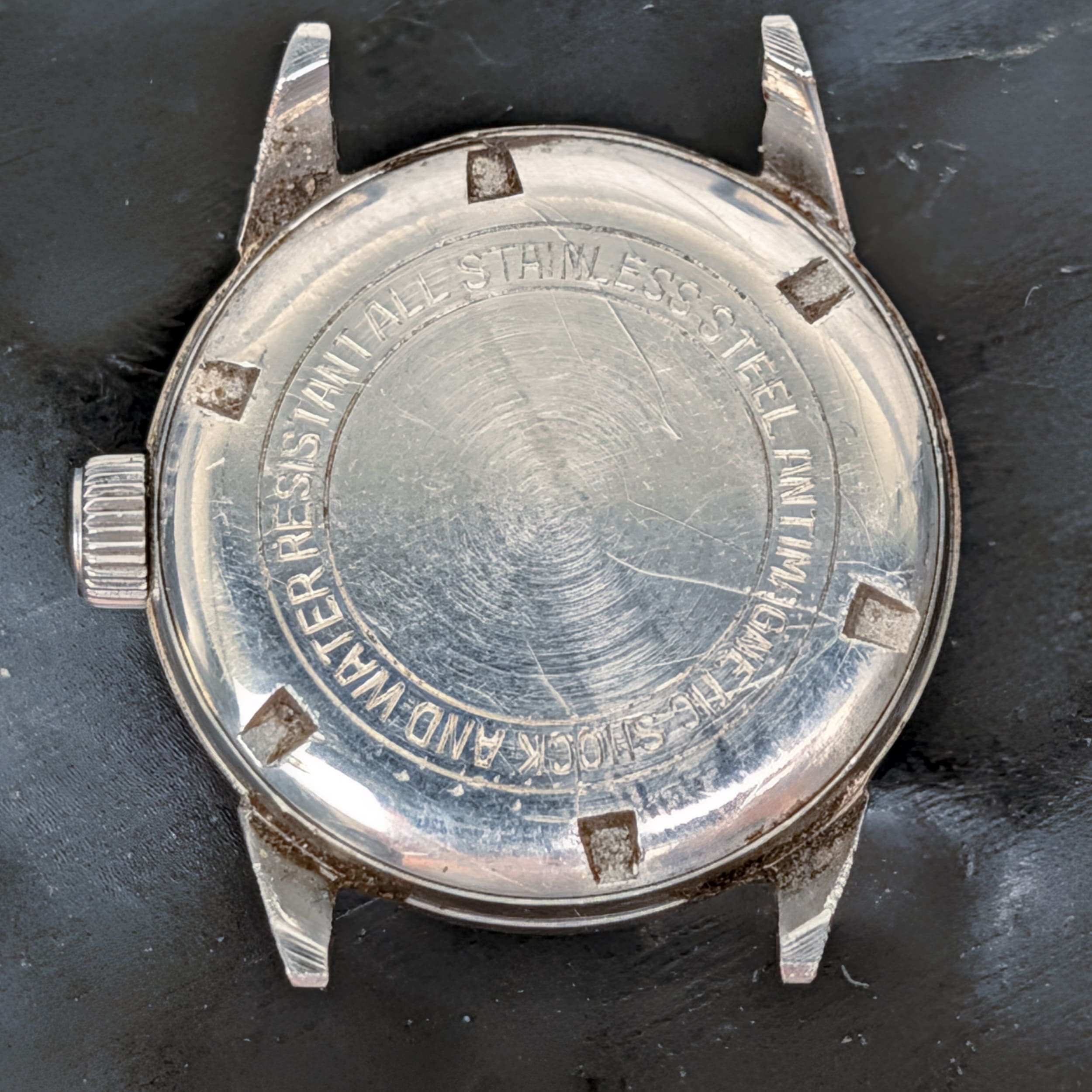 Enicar Alprosa 1940s Military Style BLACK DIAL Watch Needs Work Movement Runs
