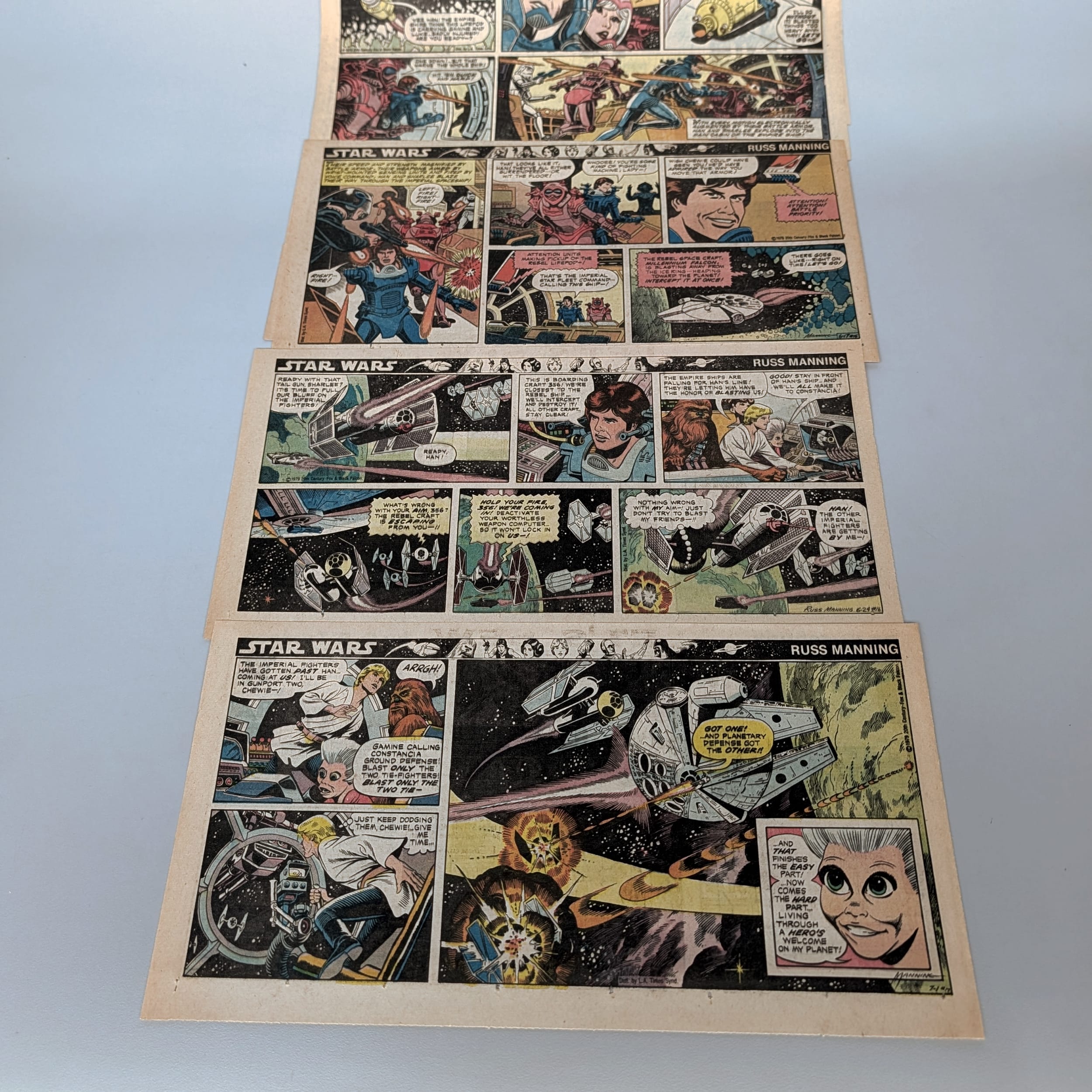 Star Wars 1979 Sunday Newspaper Comic Strips Lot 24 Russ Manning 3/11-9/9