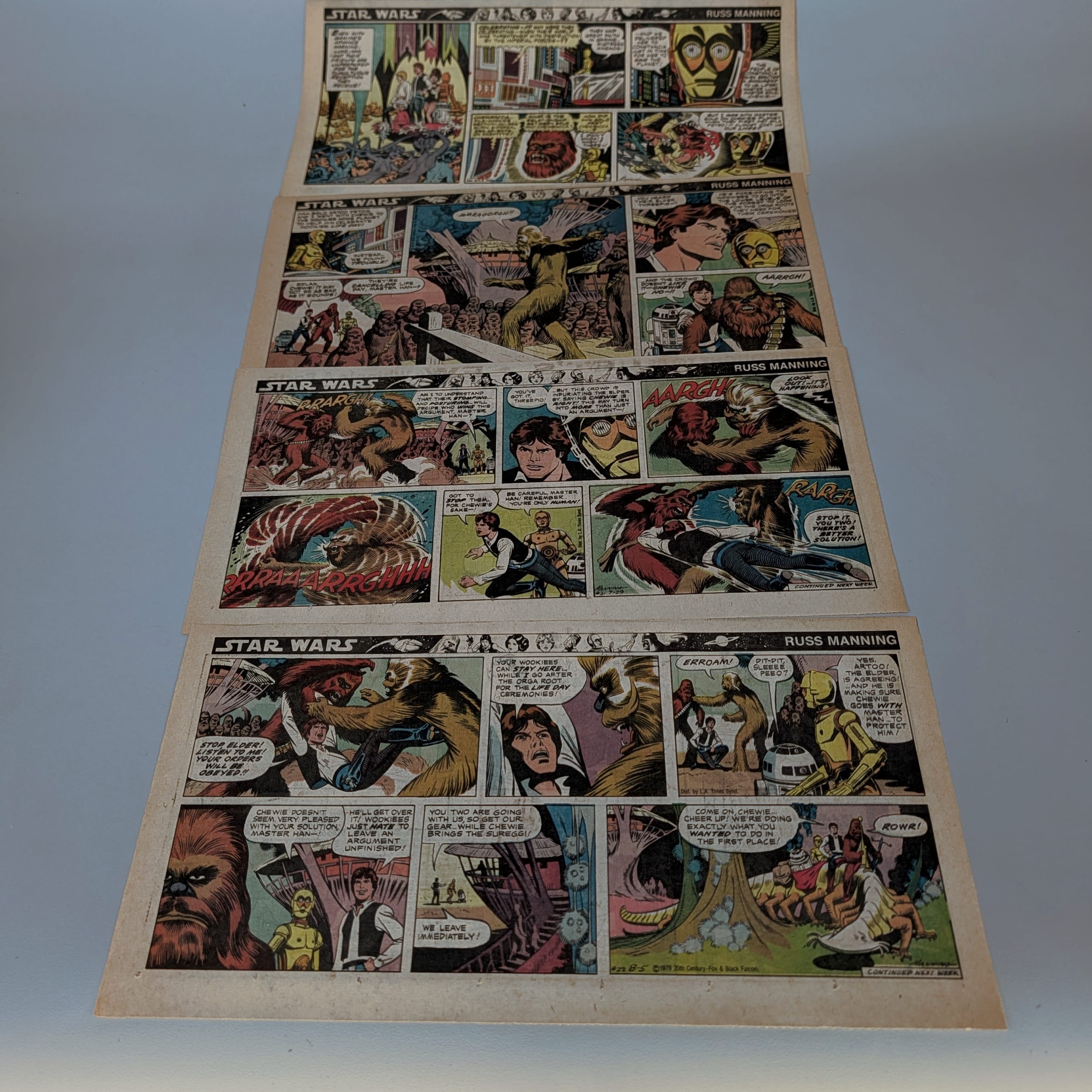 Star Wars 1979 Sunday Newspaper Comic Strips Lot 24 Russ Manning 3/11-9/9
