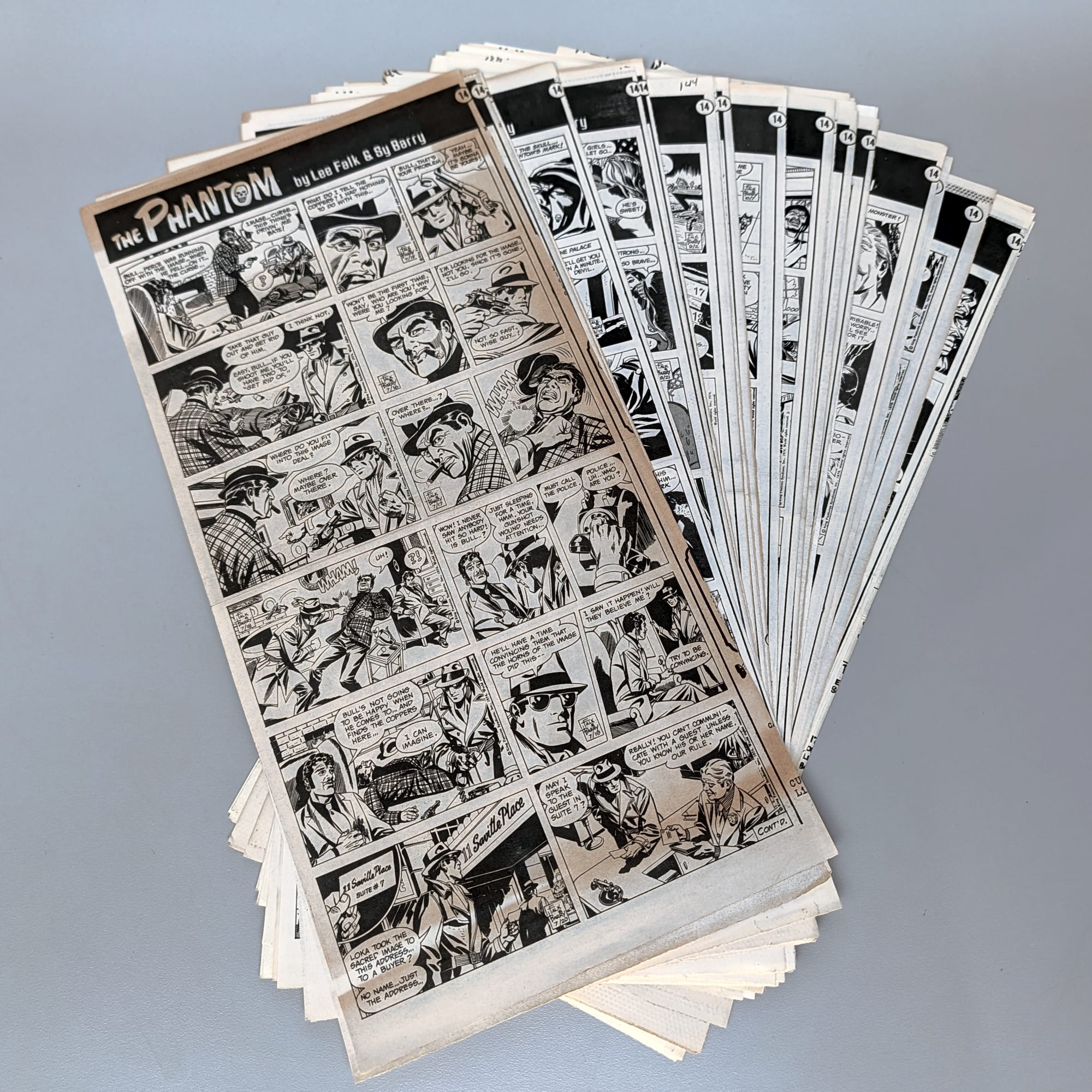 The Phantom Sunday Comic Strips 1974 Black & White Lot by Lee Falk & Sy Barry