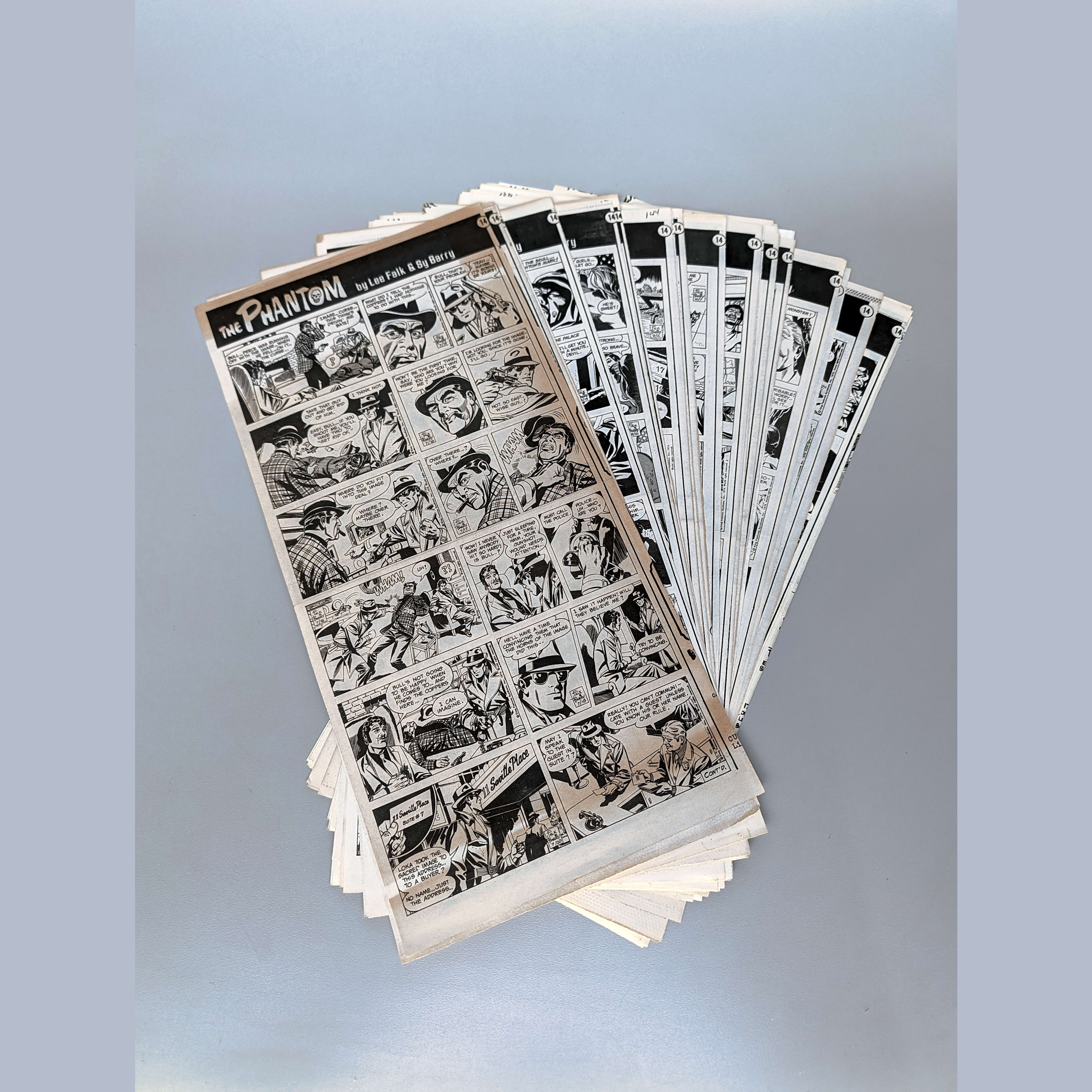 The Phantom Sunday Comic Strips 1974 Black & White Lot by Lee Falk & Sy Barry