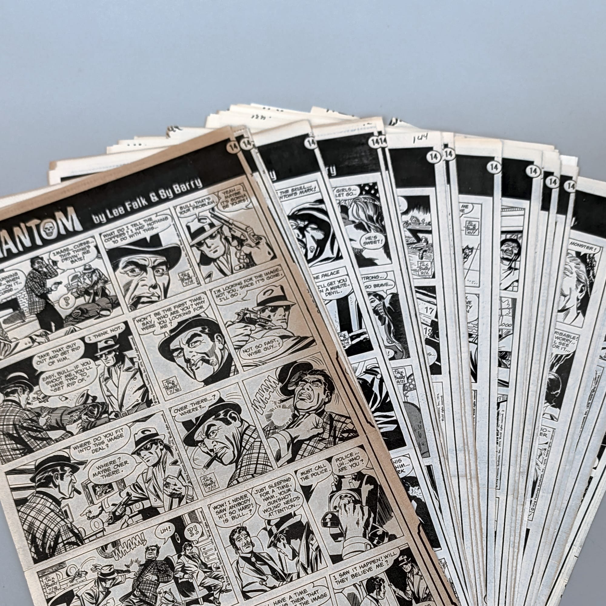 The Phantom Sunday Comic Strips 1974 Black & White Lot by Lee Falk & Sy Barry