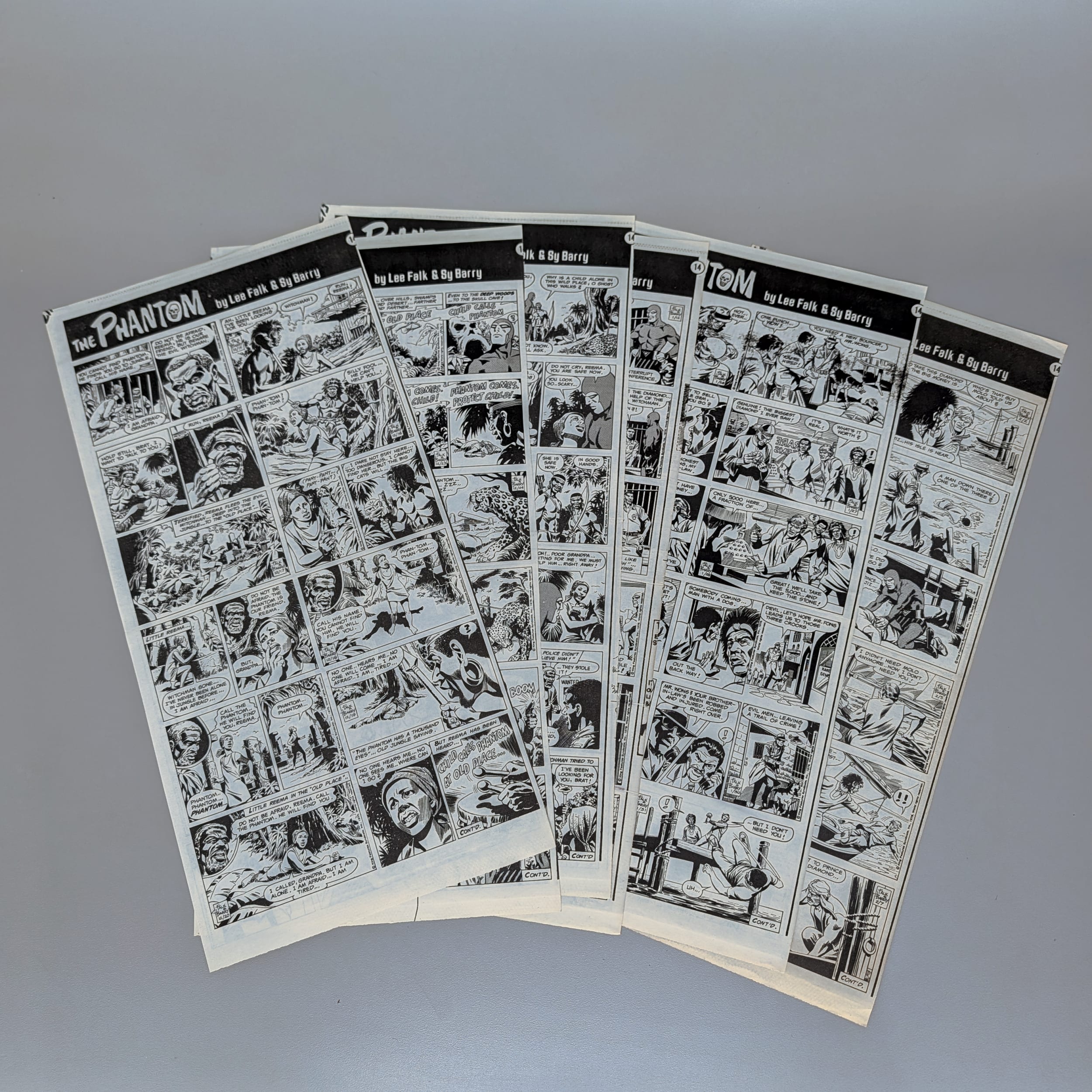The Phantom Sunday Comic Strips 1974 Black & White Lot by Lee Falk & Sy Barry