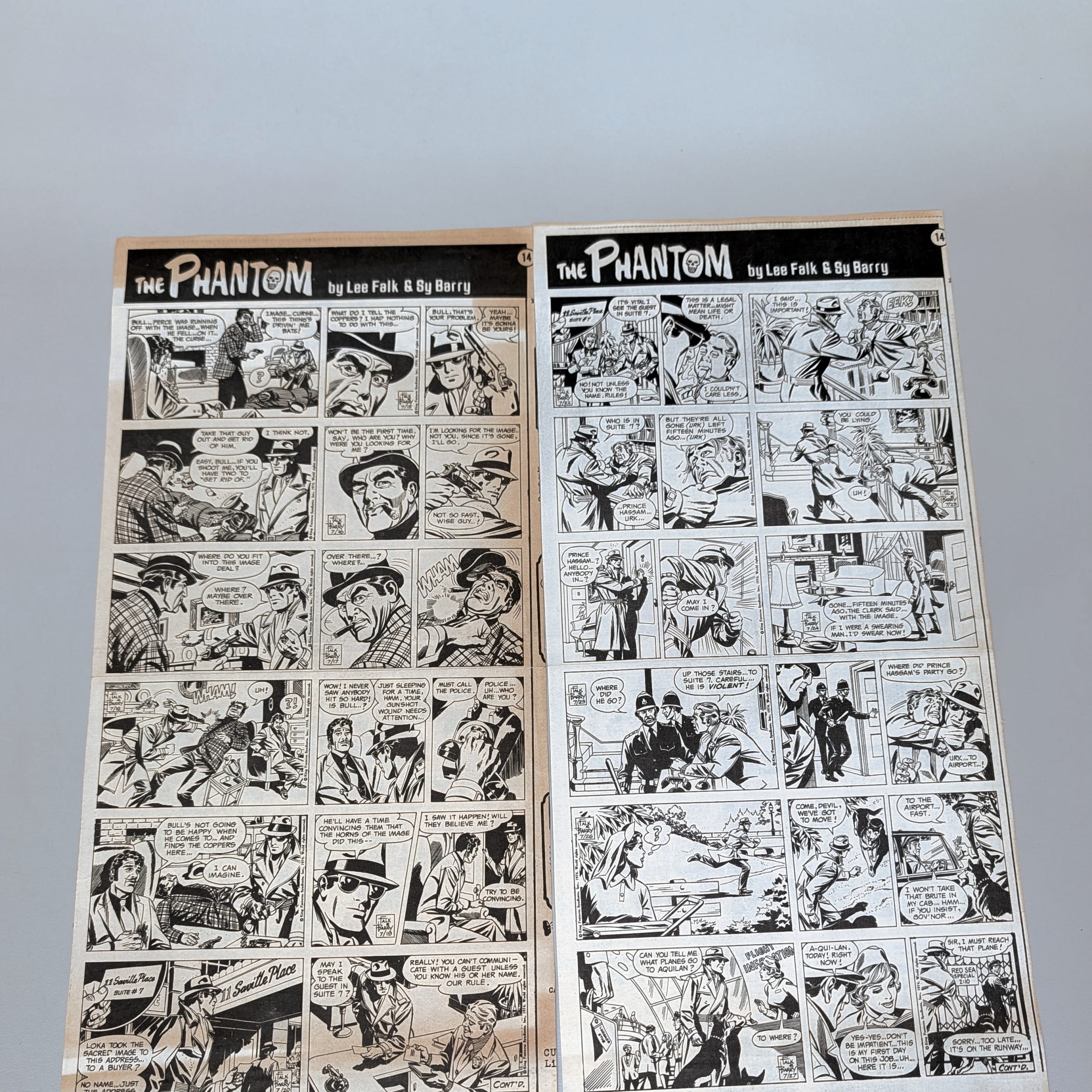 The Phantom Sunday Comic Strips 1974 Black & White Lot by Lee Falk & Sy Barry