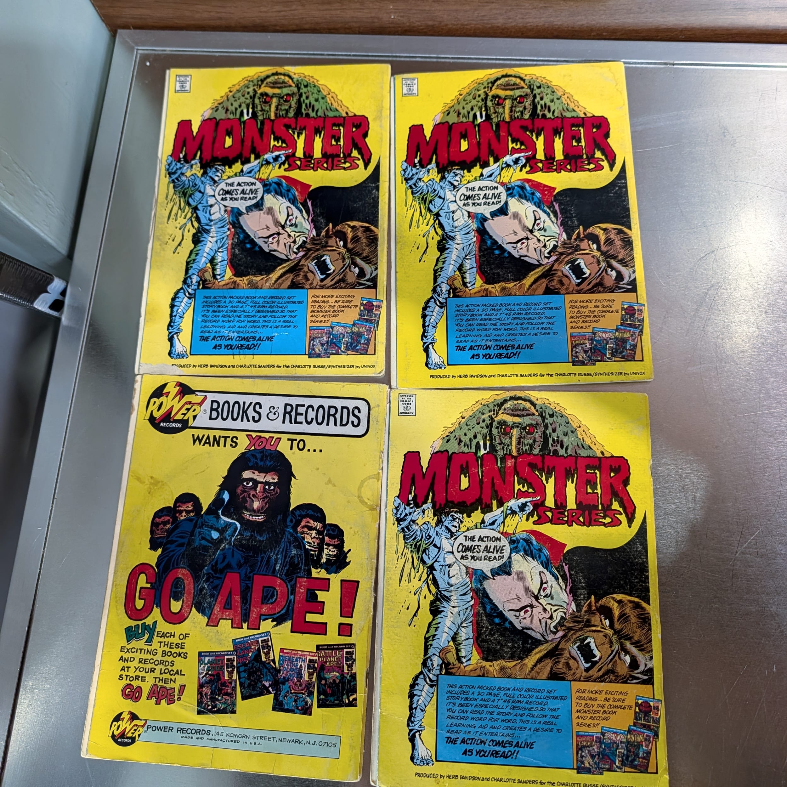Power Records Comic Book & Record Lot:Spider-Man+Marvel+Apes+FF+Cap+Dracula