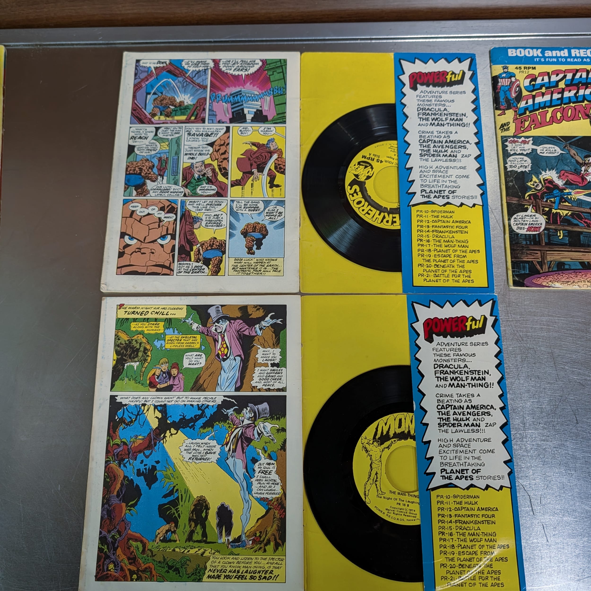 Power Records Comic Book & Record Lot:Spider-Man+Marvel+Apes+FF+Cap+Dracula