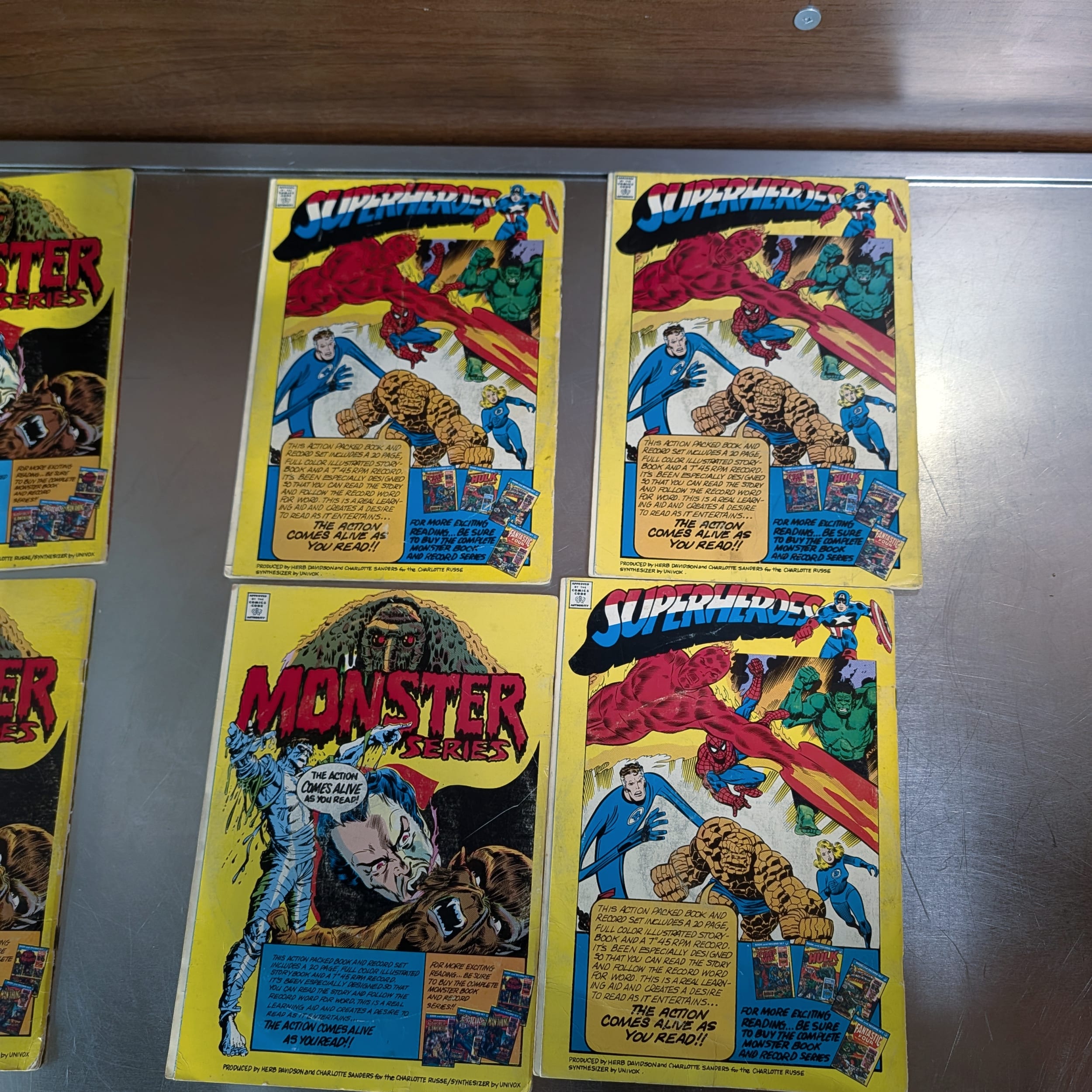 Power Records Comic Book & Record Lot:Spider-Man+Marvel+Apes+FF+Cap+Dracula