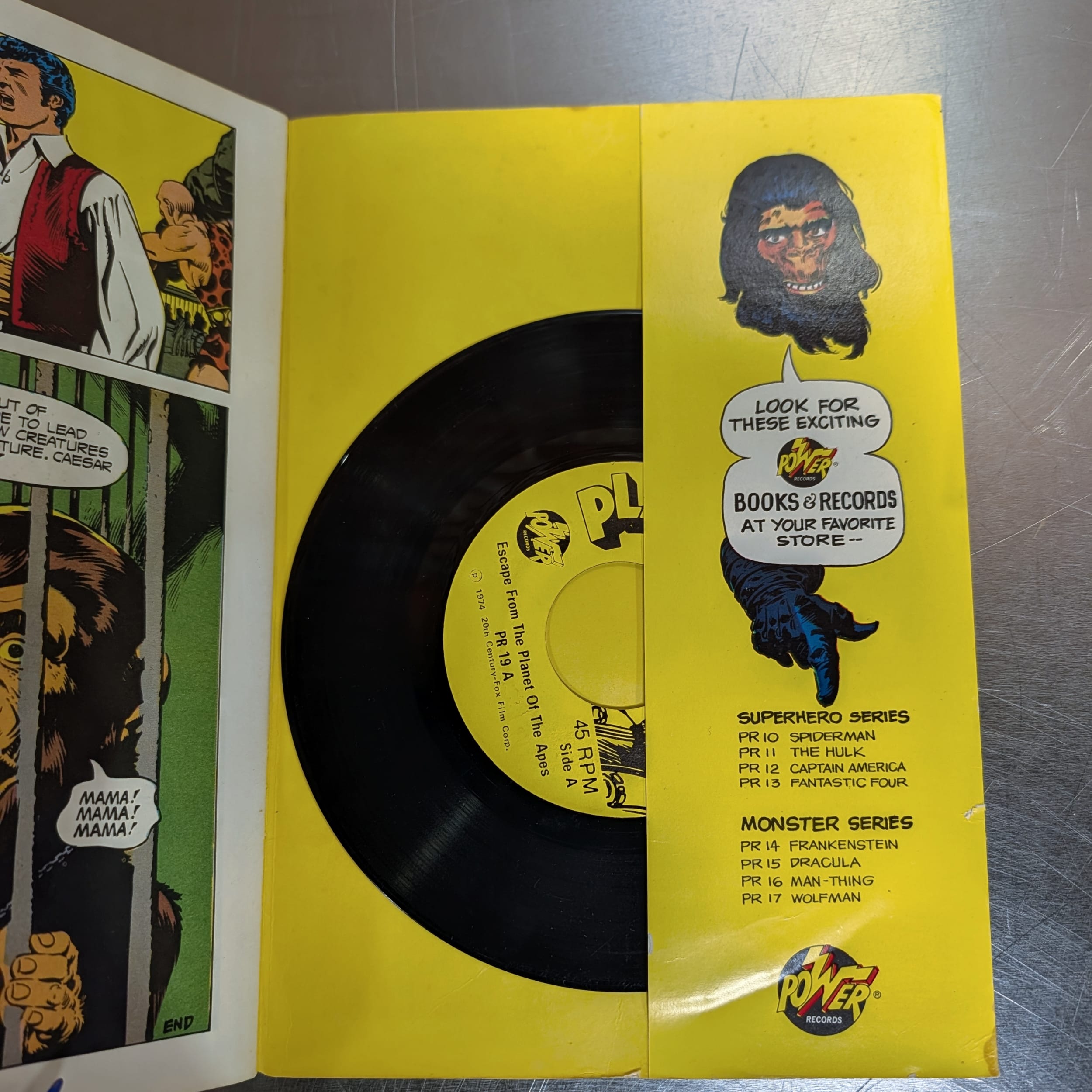Power Records Comic Book & Record Lot:Spider-Man+Marvel+Apes+FF+Cap+Dracula