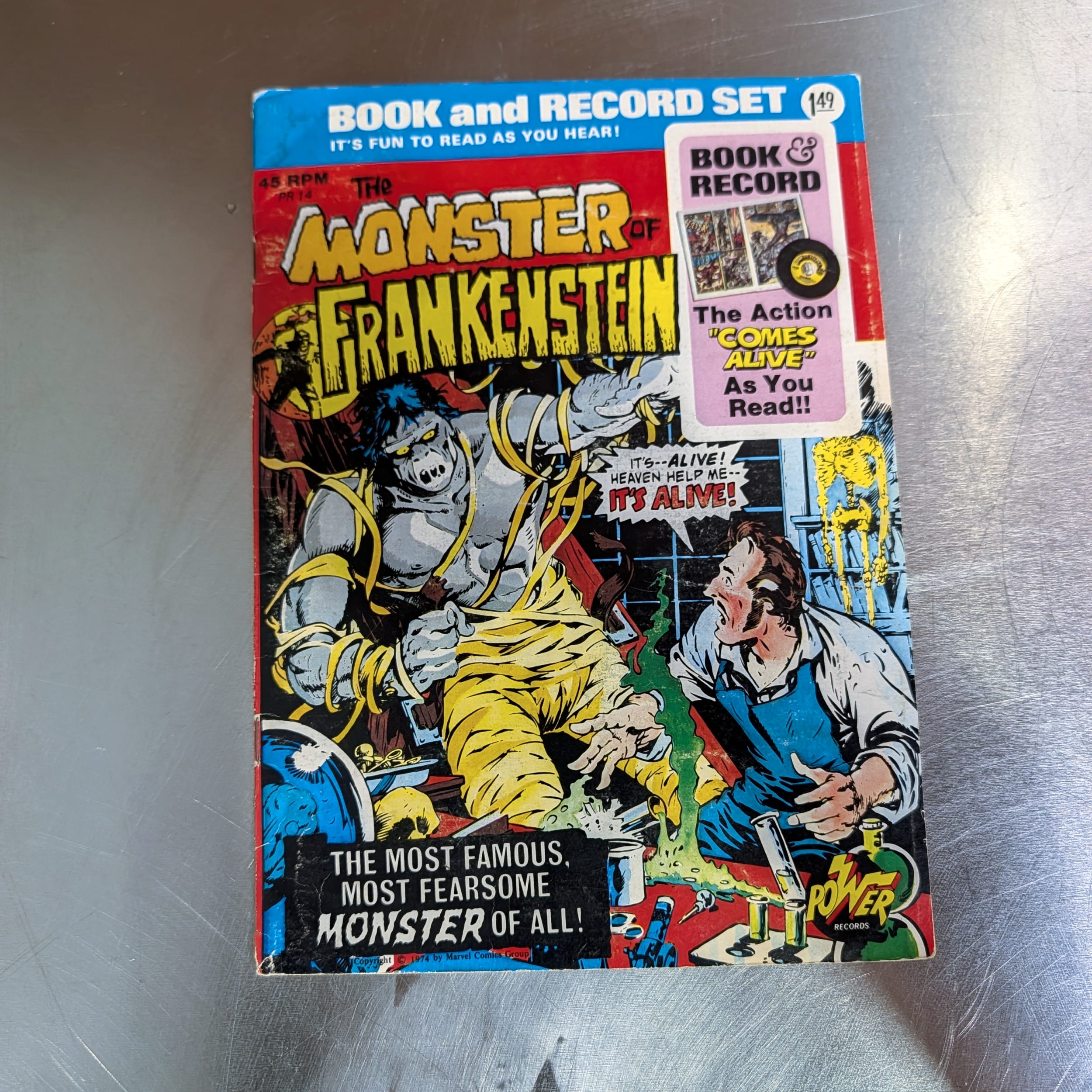 Power Records Comic Book & Record Lot:Spider-Man+Marvel+Apes+FF+Cap+Dracula