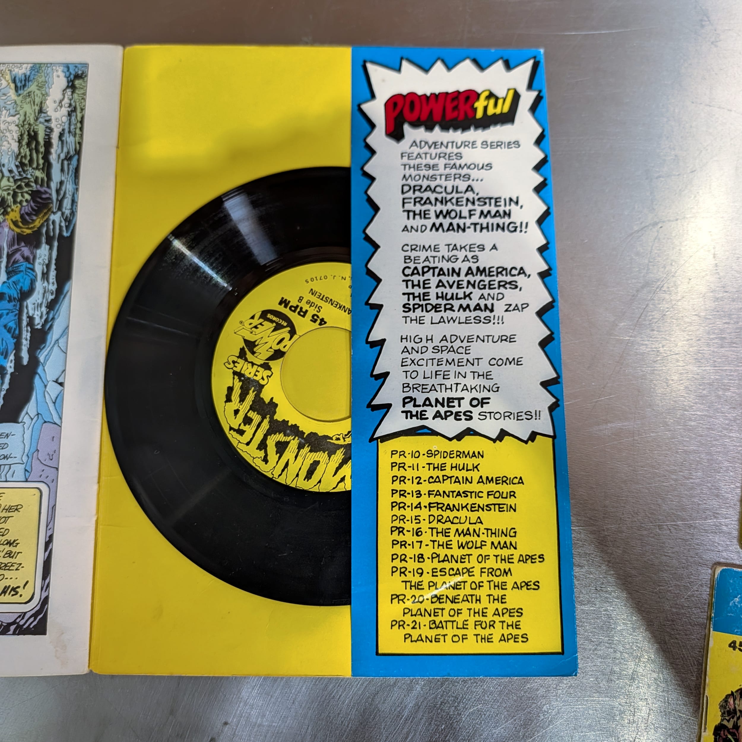 Power Records Comic Book & Record Lot:Spider-Man+Marvel+Apes+FF+Cap+Dracula