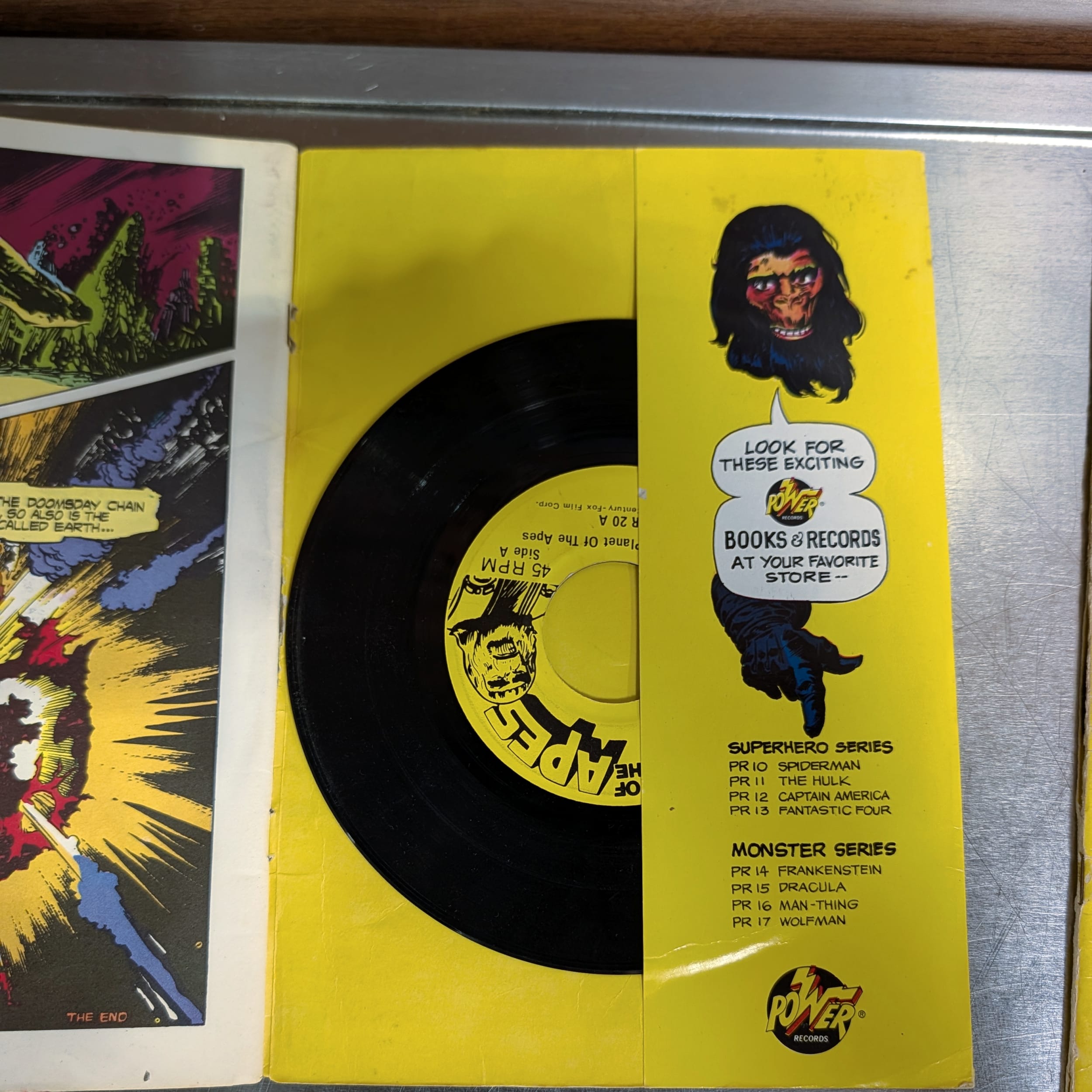 Power Records Comic Book & Record Lot:Spider-Man+Marvel+Apes+FF+Cap+Dracula
