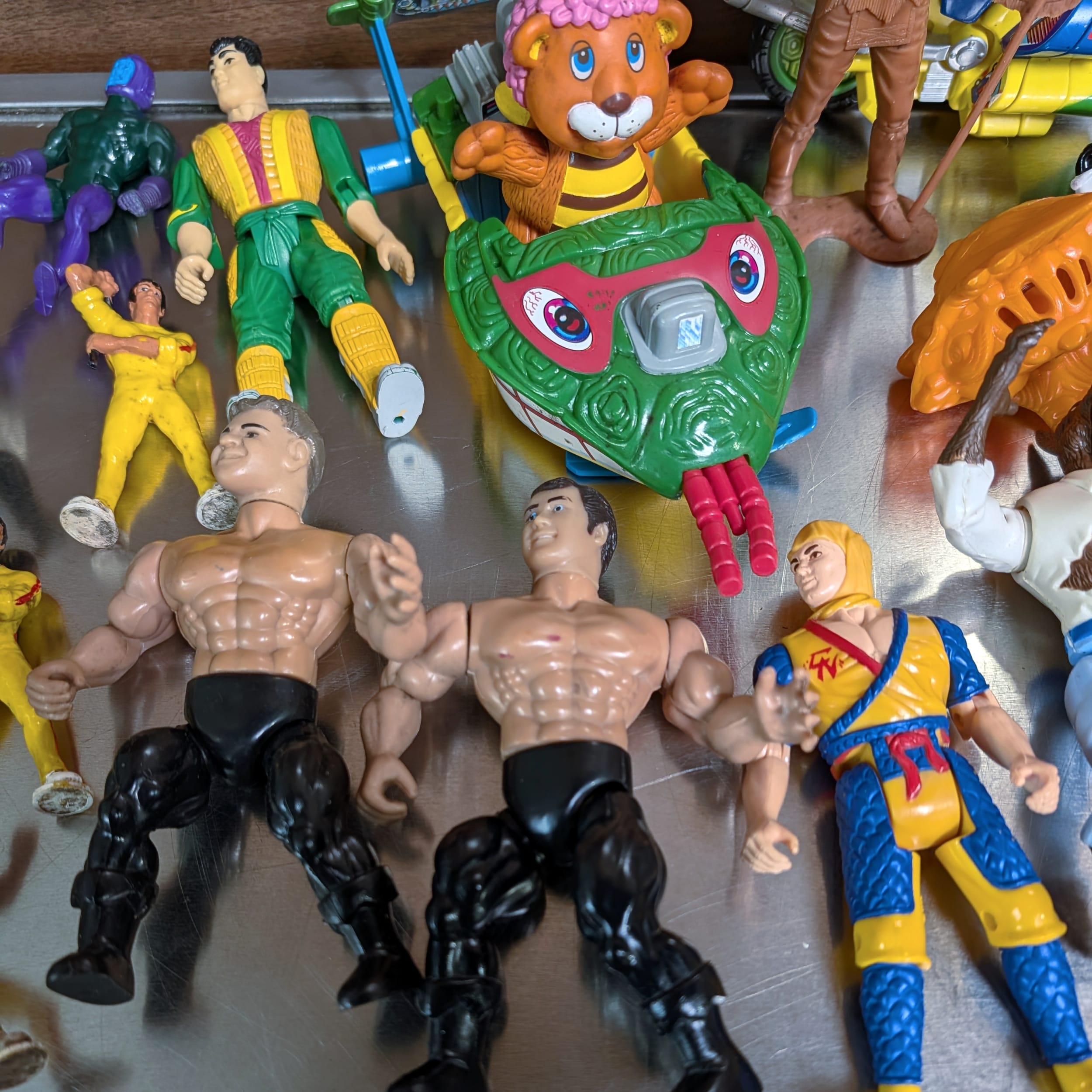 1986 Kenner Action Figure Lot:Chuck Norris Karate Kommandos+TMNT+Rocky+WWF
