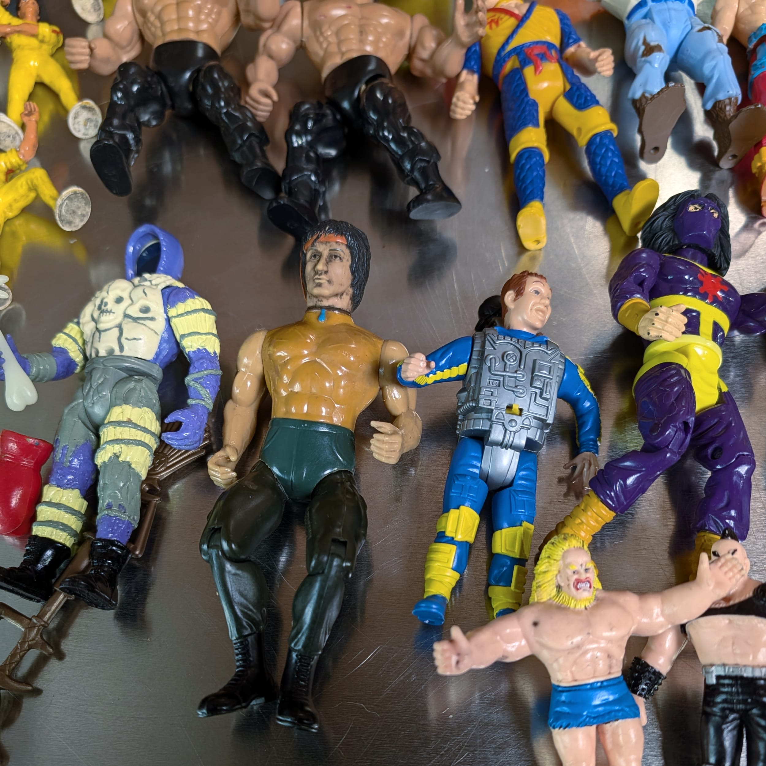 1986 Kenner Action Figure Lot:Chuck Norris Karate Kommandos+TMNT+Rocky+WWF