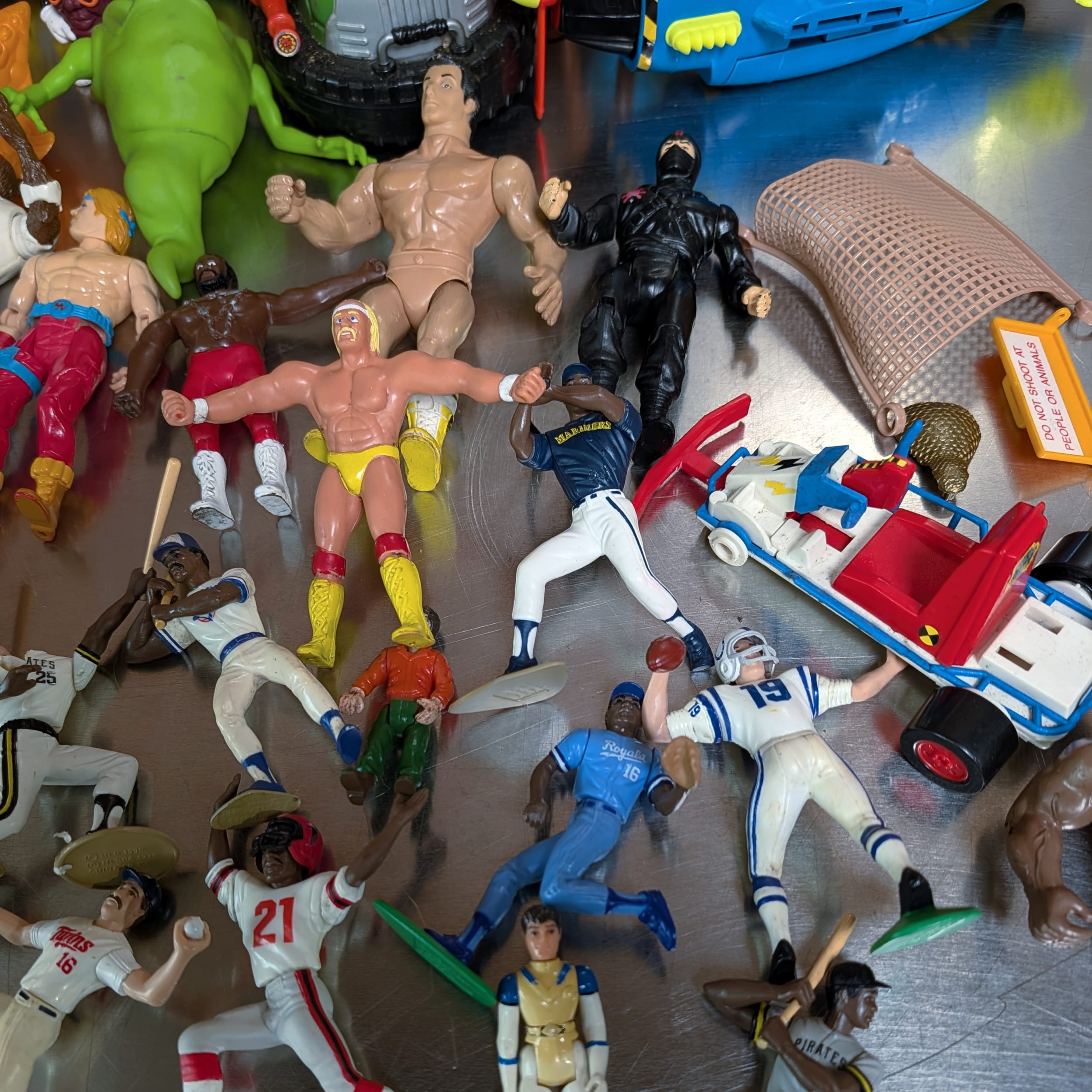 1986 Kenner Action Figure Lot:Chuck Norris Karate Kommandos+TMNT+Rocky+WWF