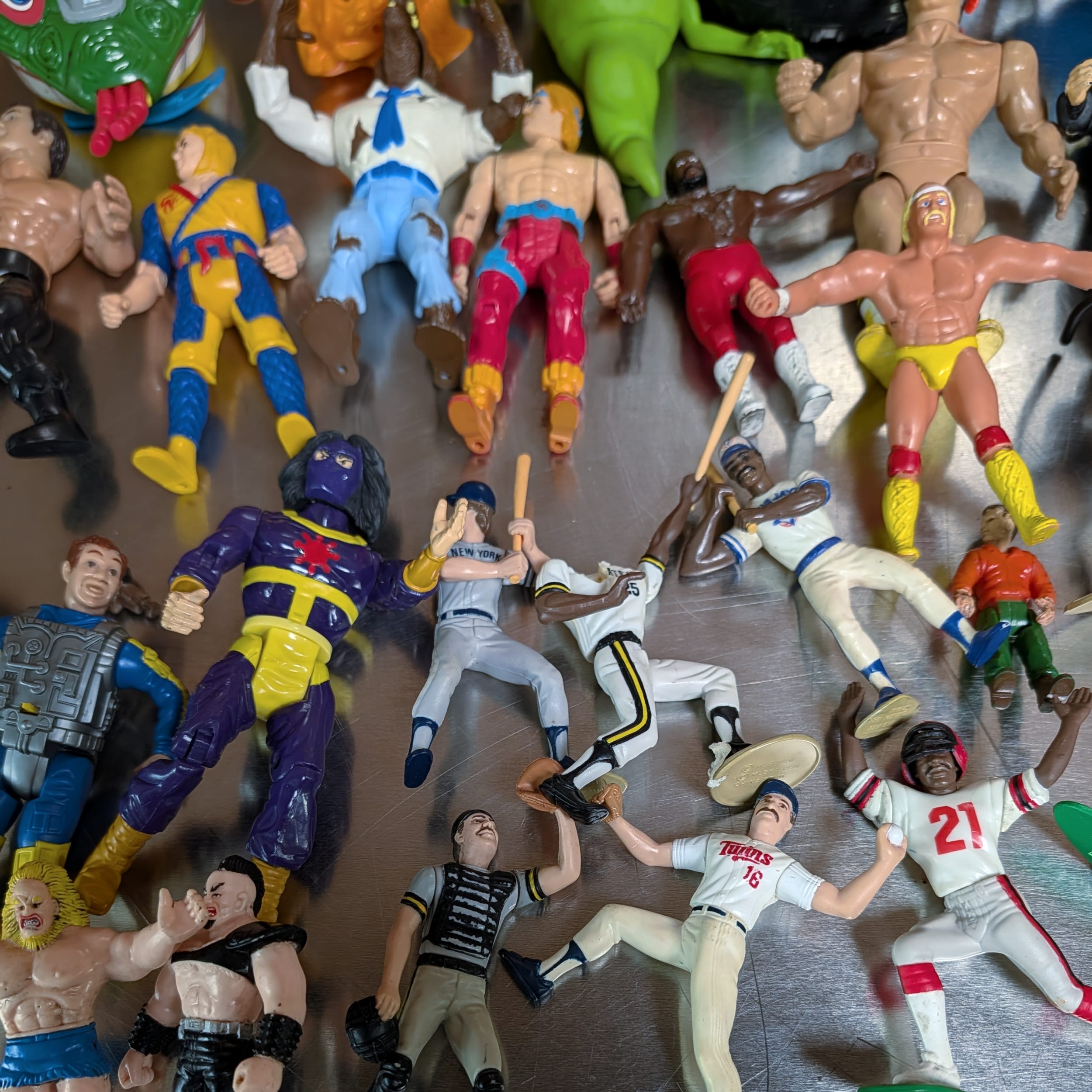 1986 Kenner Action Figure Lot:Chuck Norris Karate Kommandos+TMNT+Rocky+WWF