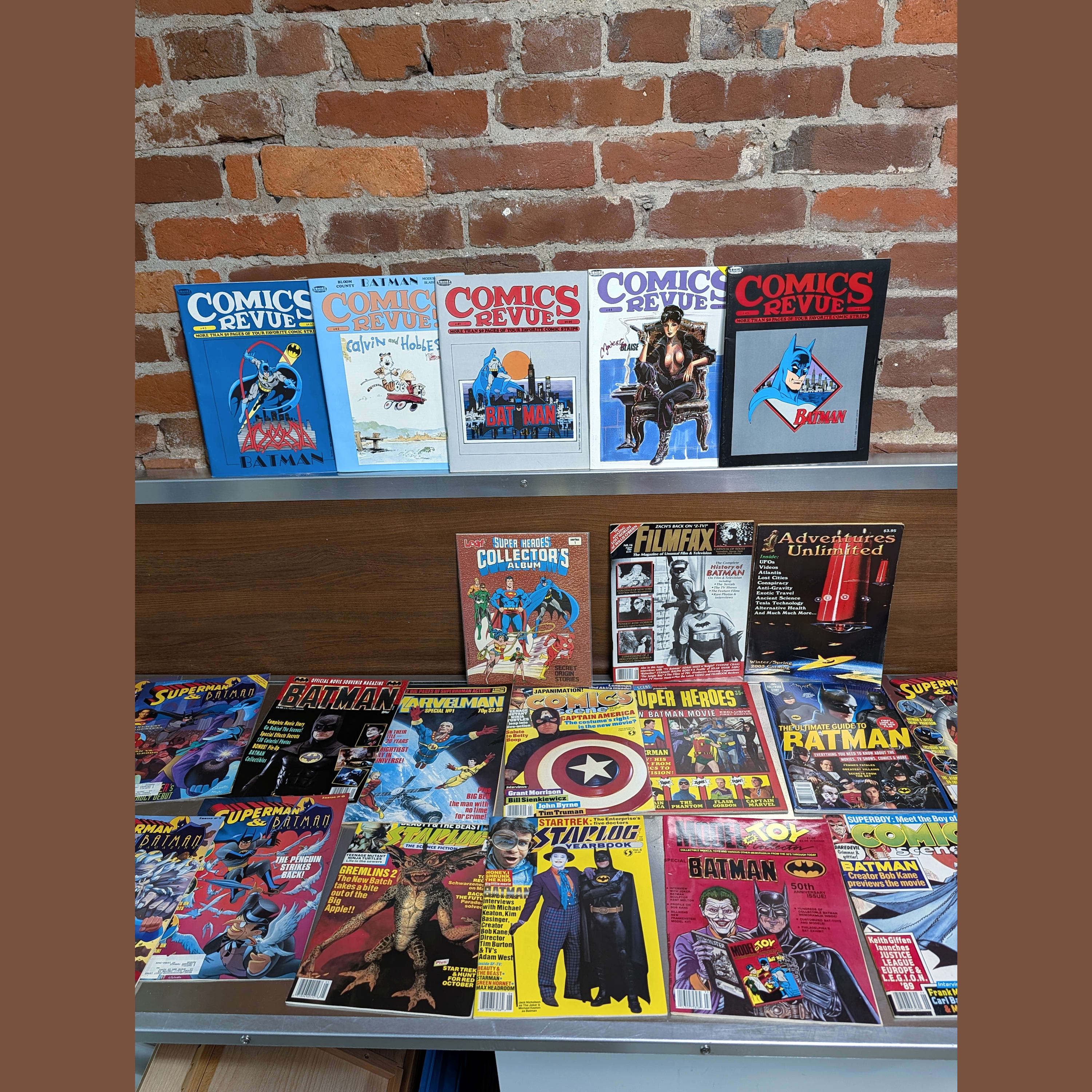 Batman 1989 Movie Magazine+Superman Comic Lot+Comics Revue+Marvelman+Scene