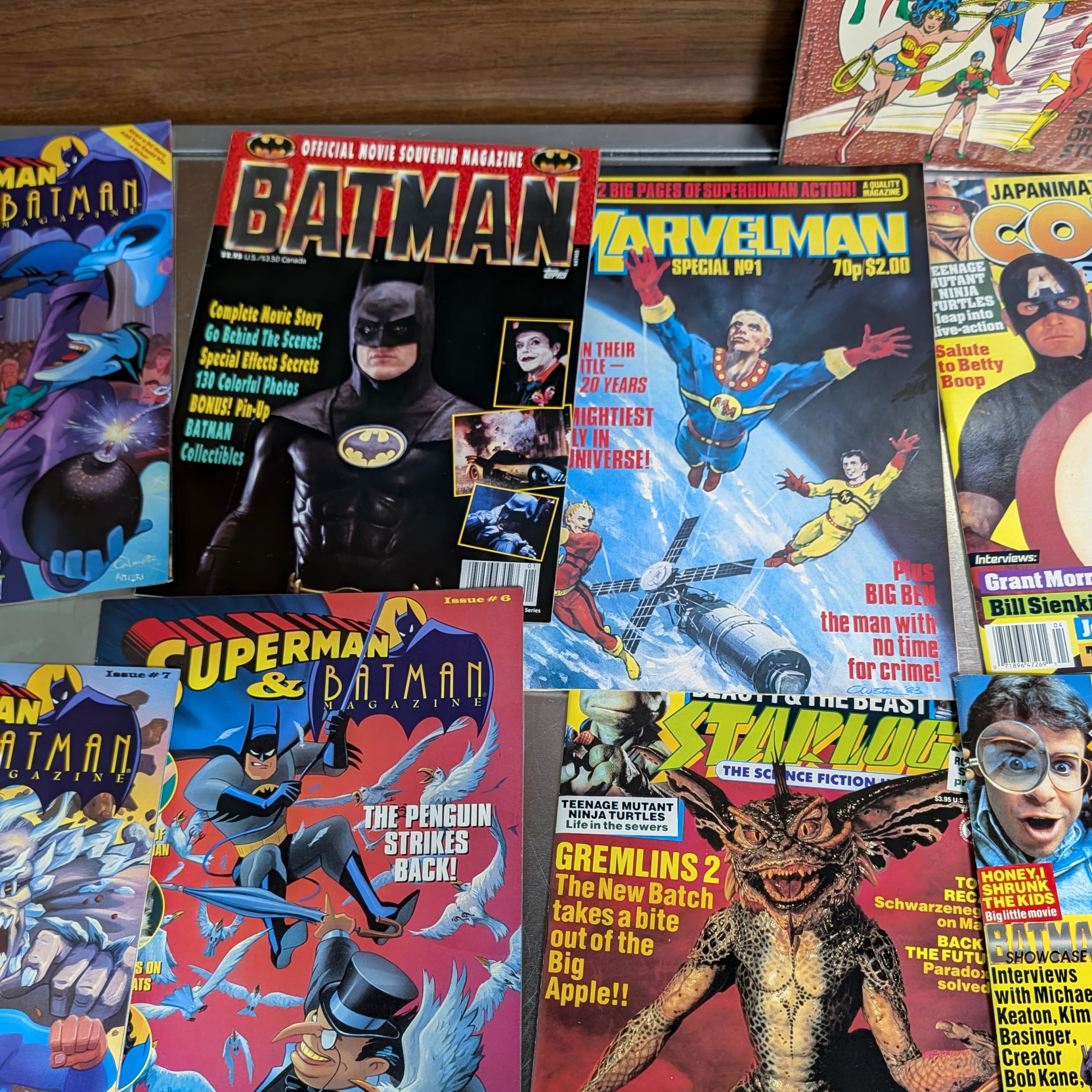 Batman 1989 Movie Magazine+Superman Comic Lot+Comics Revue+Marvelman+Scene