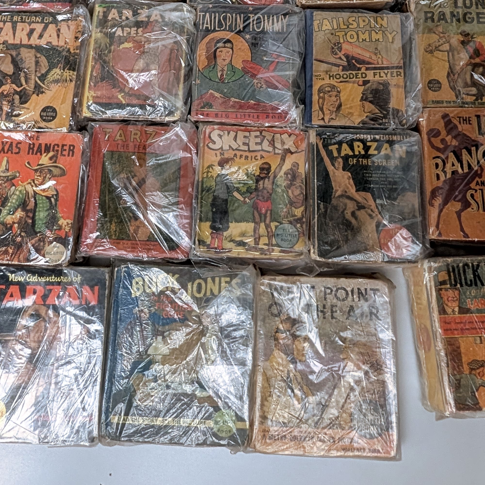 Big Little Books Lot: Dick Tracy+Tarzan+Lone Ranger+Tailspin Tommy+Skeezix