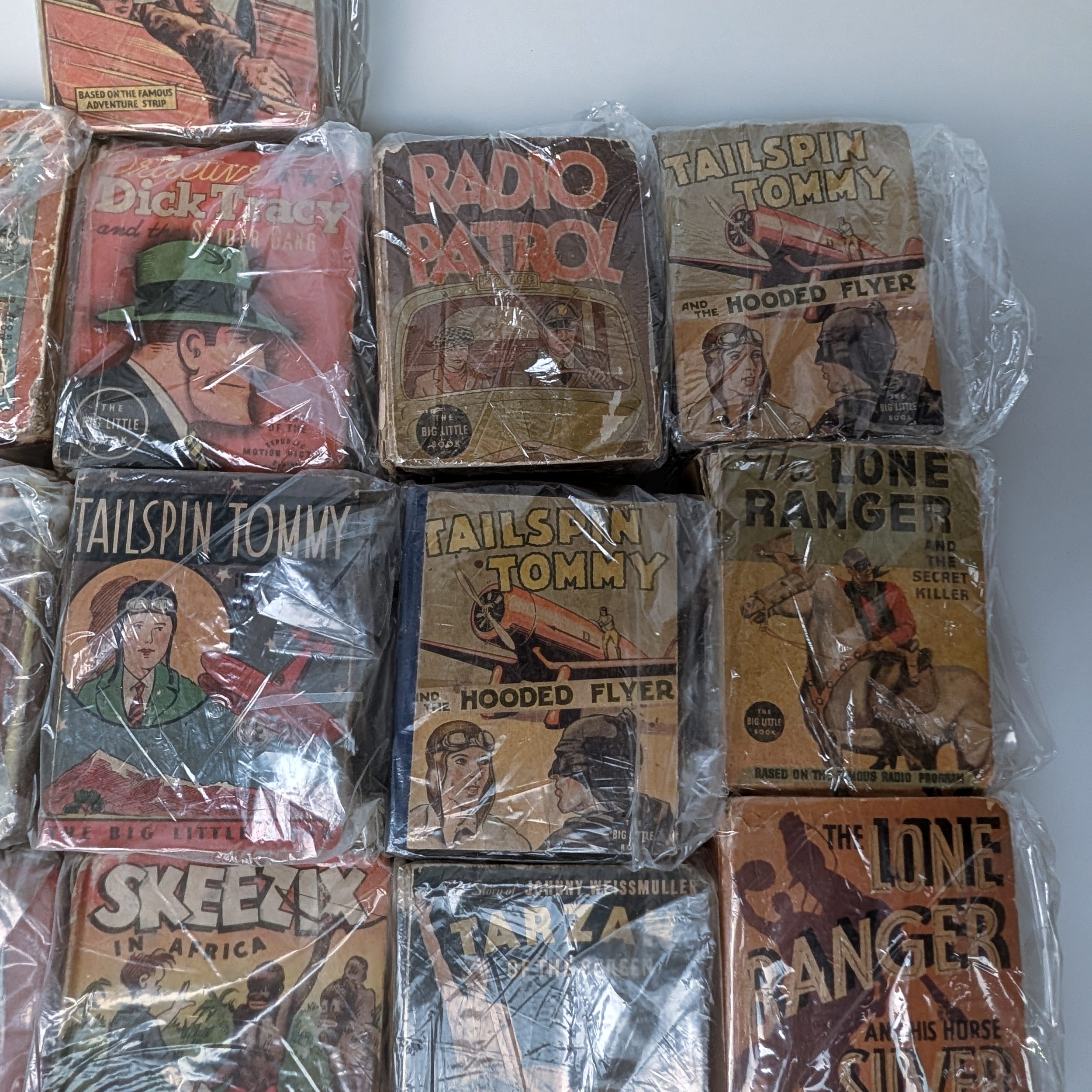 Big Little Books Lot: Dick Tracy+Tarzan+Lone Ranger+Tailspin Tommy+Skeezix