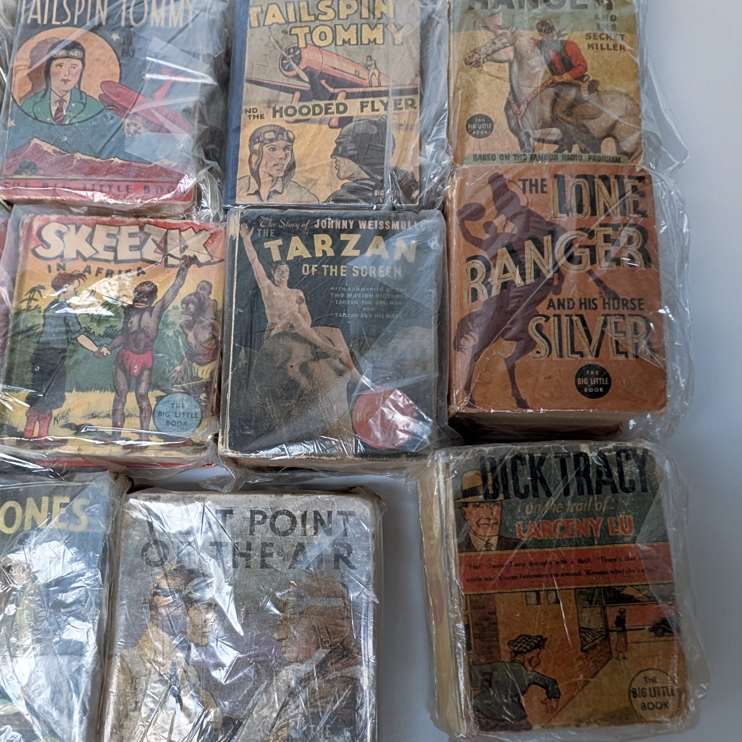 Big Little Books Lot: Dick Tracy+Tarzan+Lone Ranger+Tailspin Tommy+Skeezix