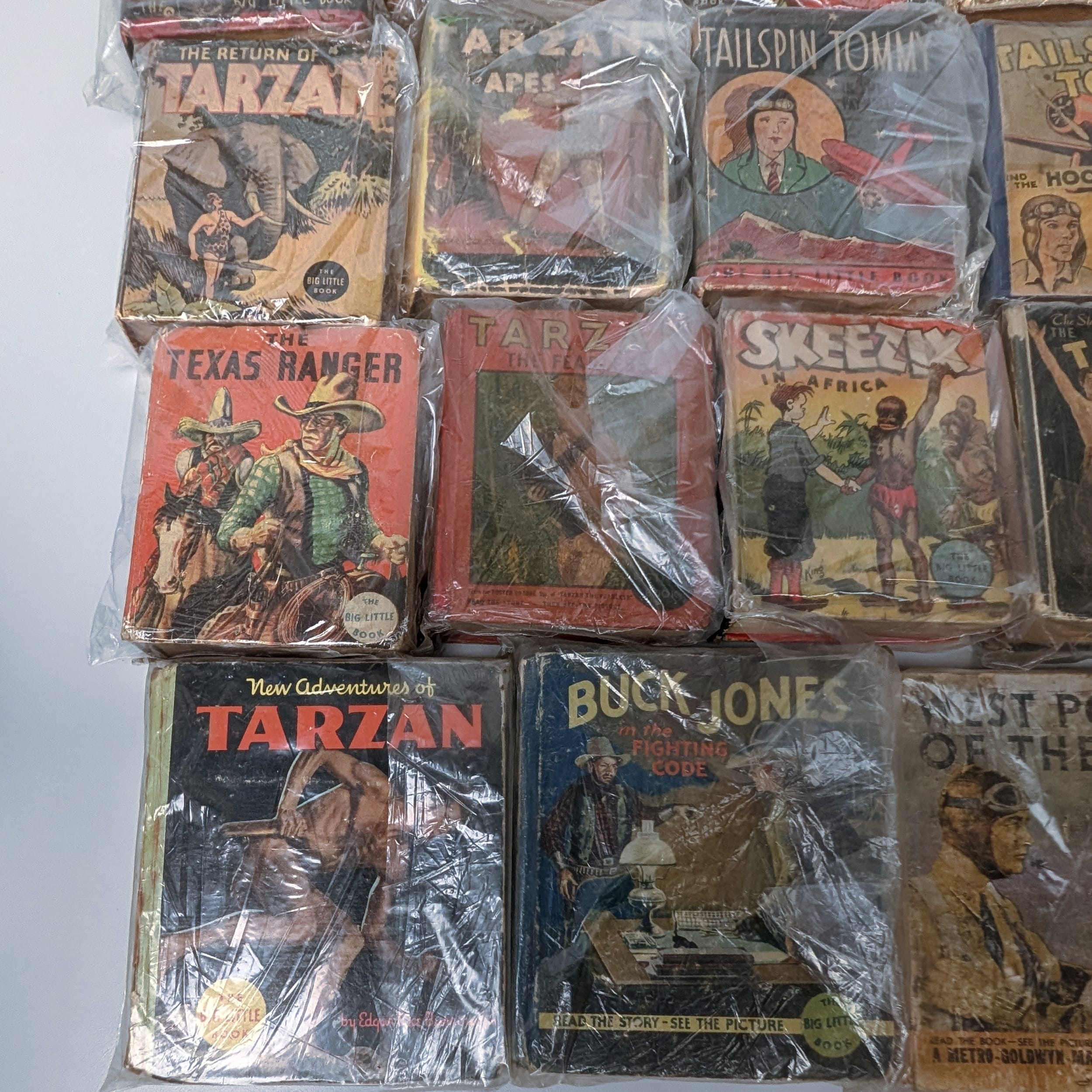 Big Little Books Lot: Dick Tracy+Tarzan+Lone Ranger+Tailspin Tommy+Skeezix