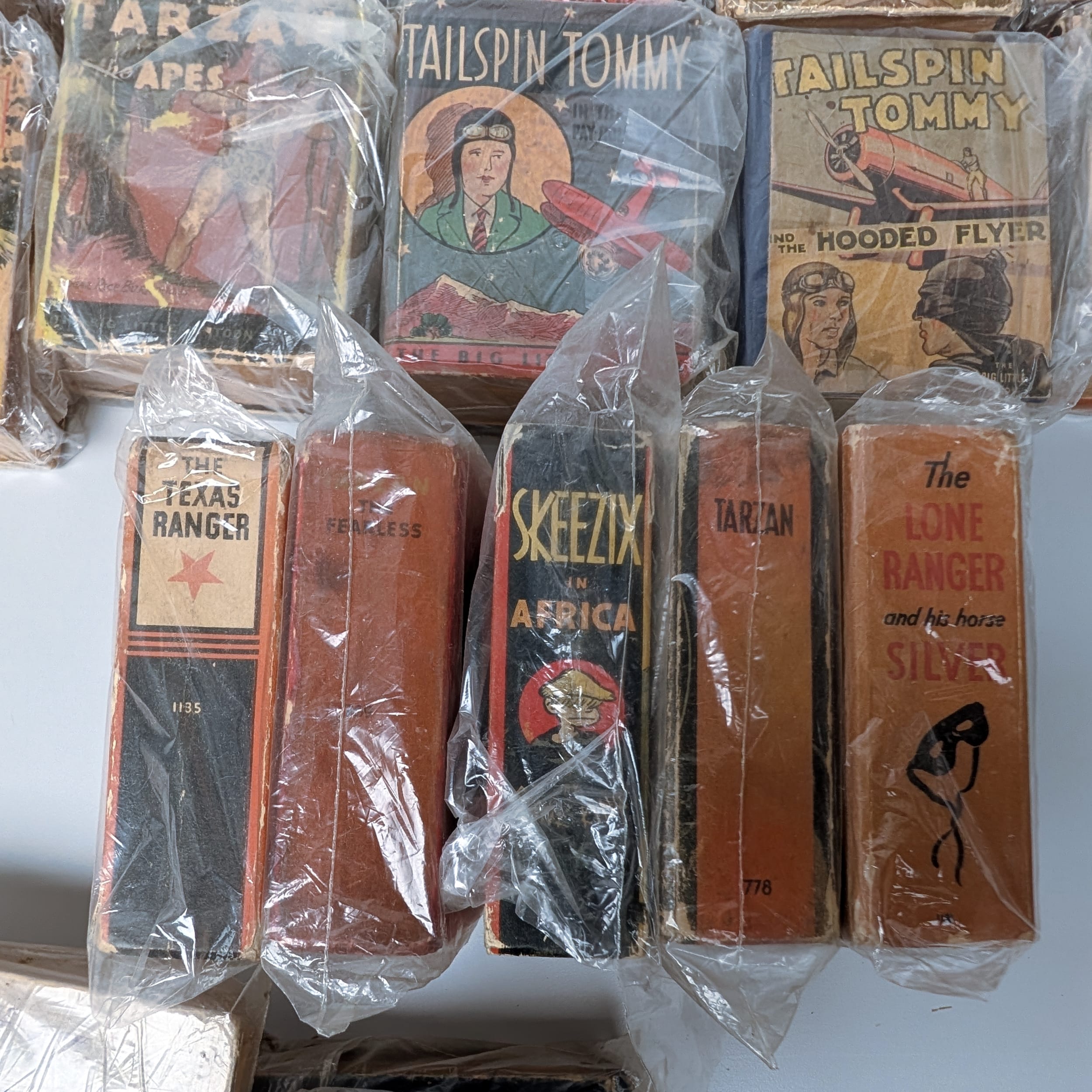 Big Little Books Lot: Dick Tracy+Tarzan+Lone Ranger+Tailspin Tommy+Skeezix