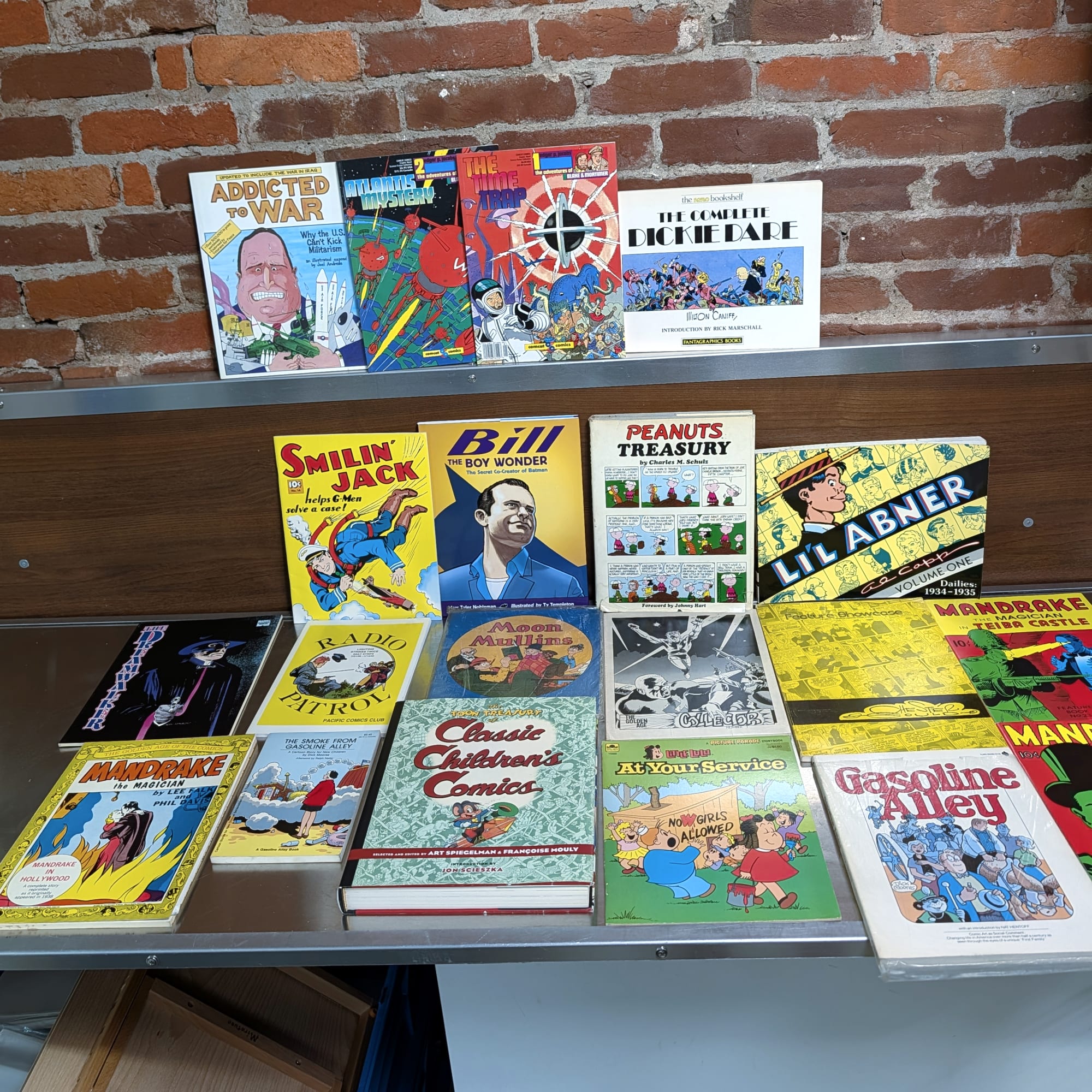 Vintage Comic Graphic Novel Lot:Peanuts+Lil Abner+Mandrake+Gasoline Alley+Bill